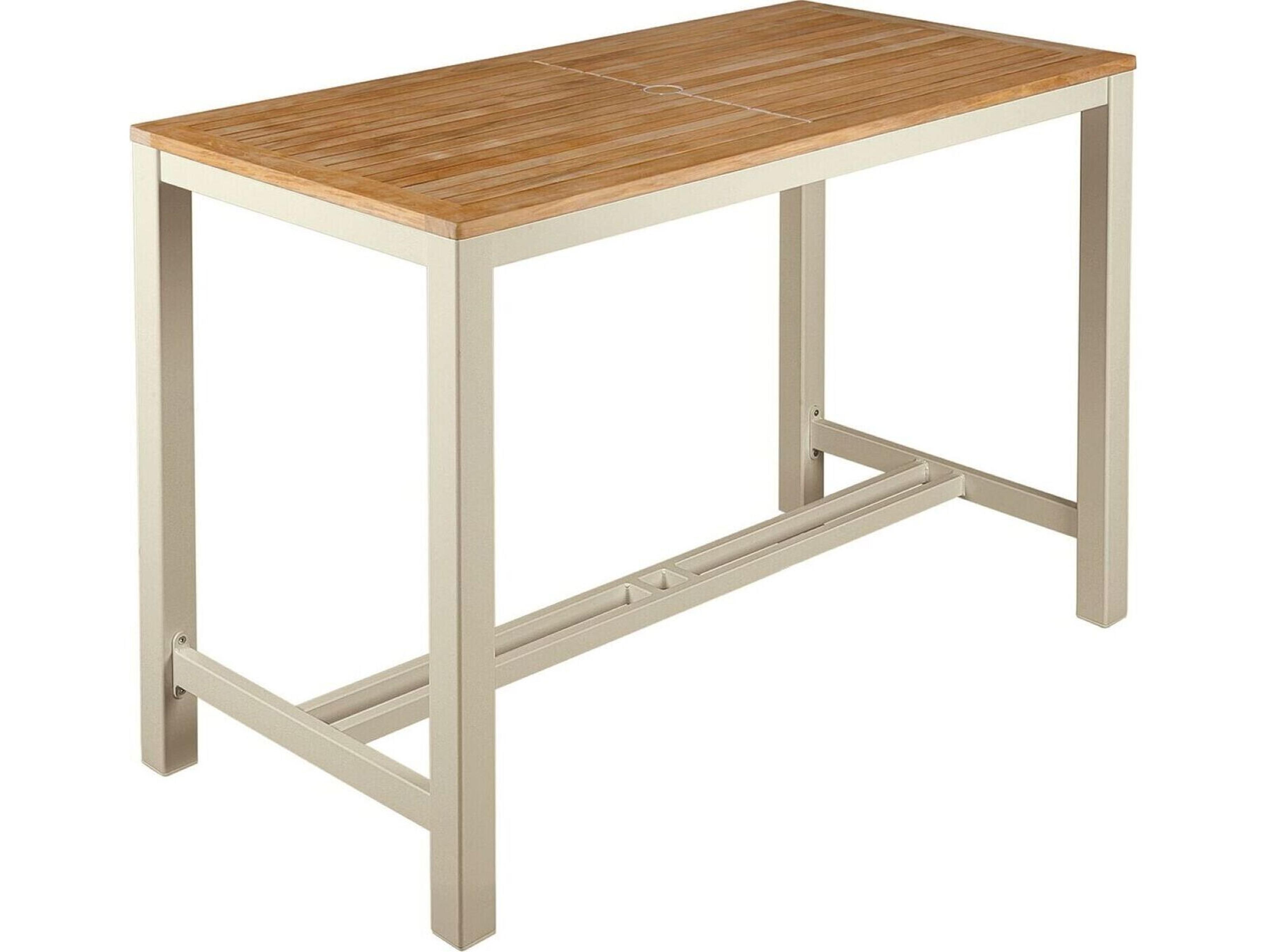 Barlow Tyrie Aura Counter Table Champagne Powder-Coated Aluminum 55"W x 28"D x 36"H