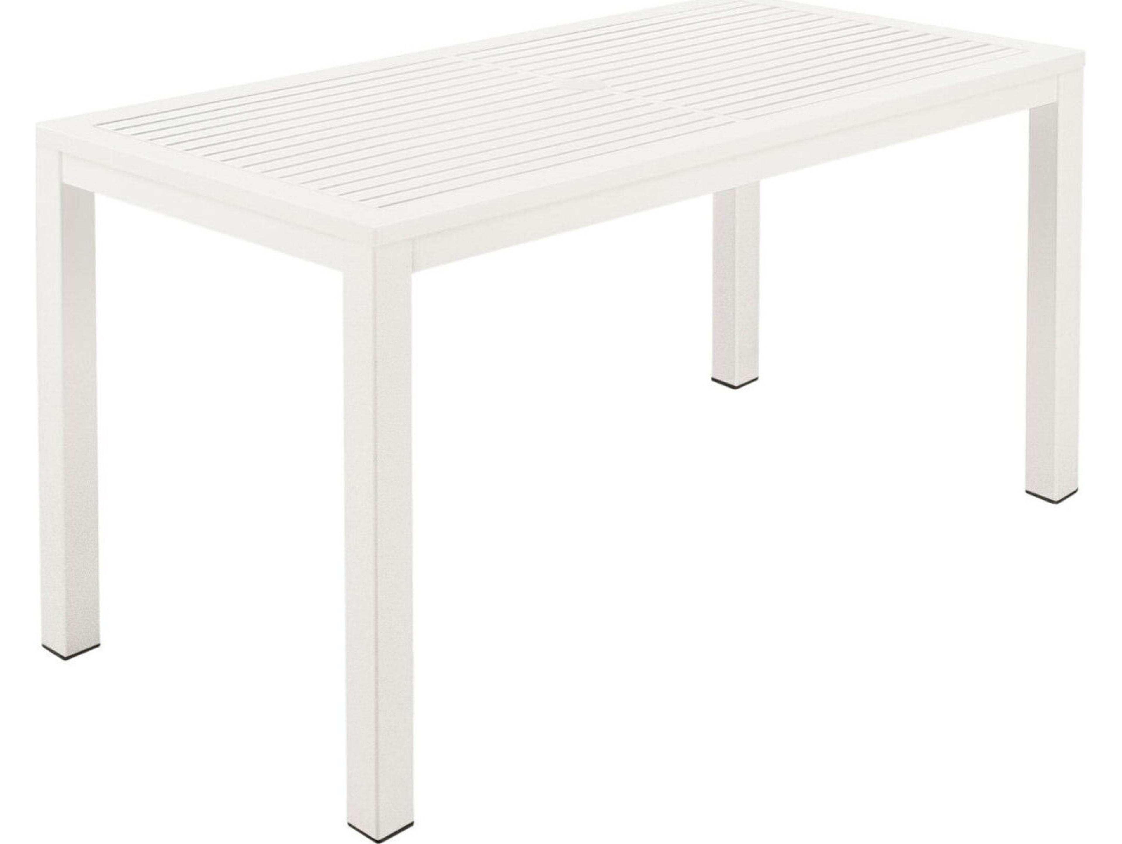 Barlow Tyrie Aura Narrow Dining Table Arctic White Powder-Coated Aluminum 55"W x 28"D x 29"H