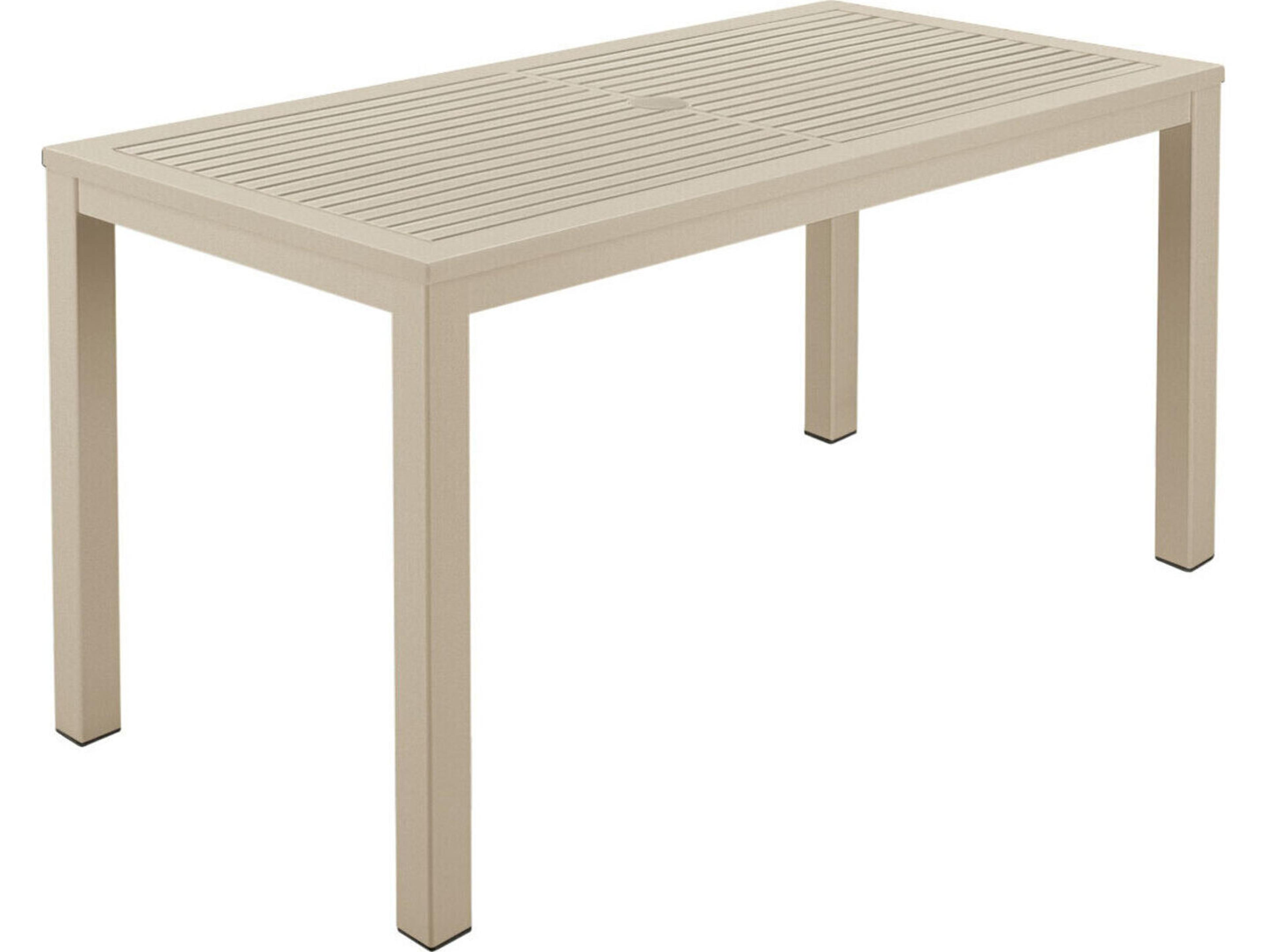 Barlow Tyrie Aura Narrow Dining Table Champagne Powder-Coated Aluminum 55"W x 28"D x 29"H