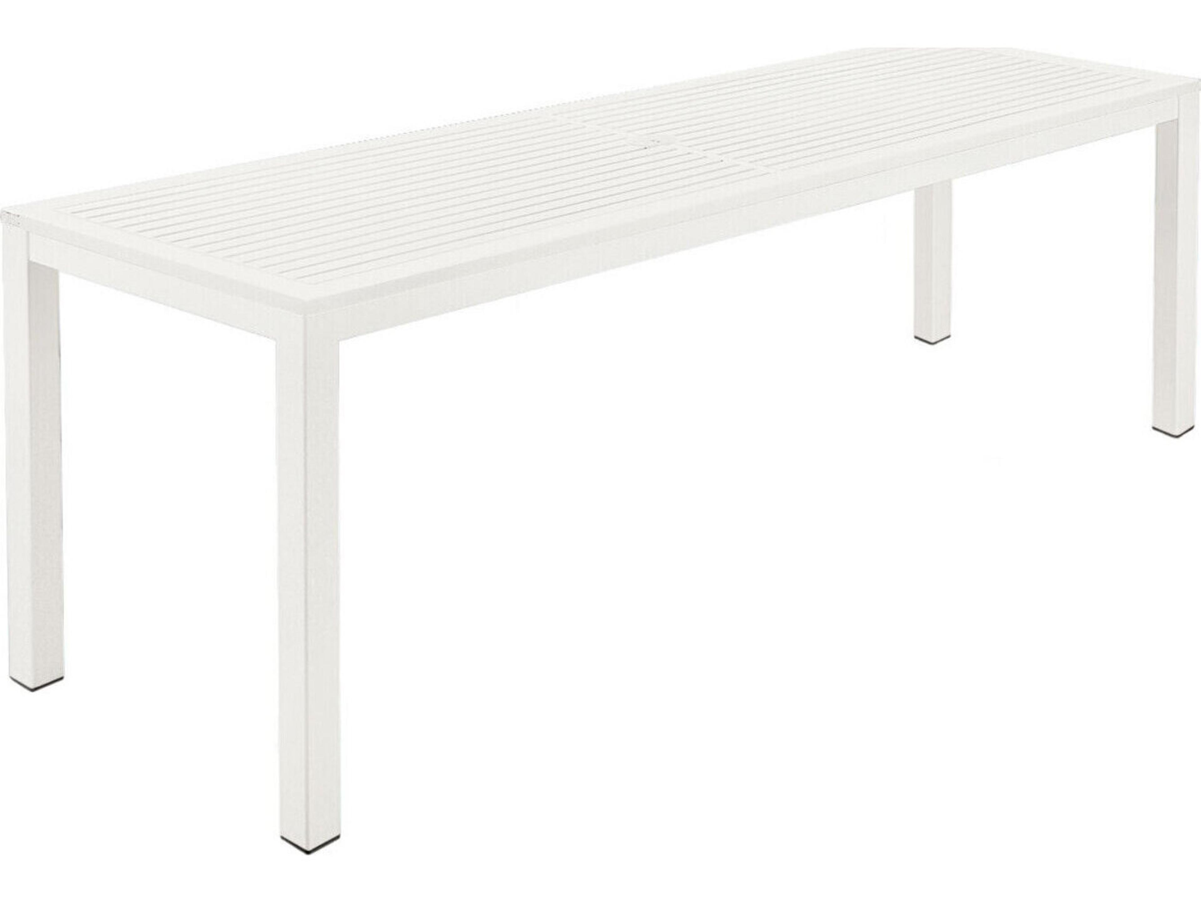 Barlow Tyrie Aura Narrow Dining Table Arctic White Powder-Coated Aluminum 79"W x 28"D x 29"H
