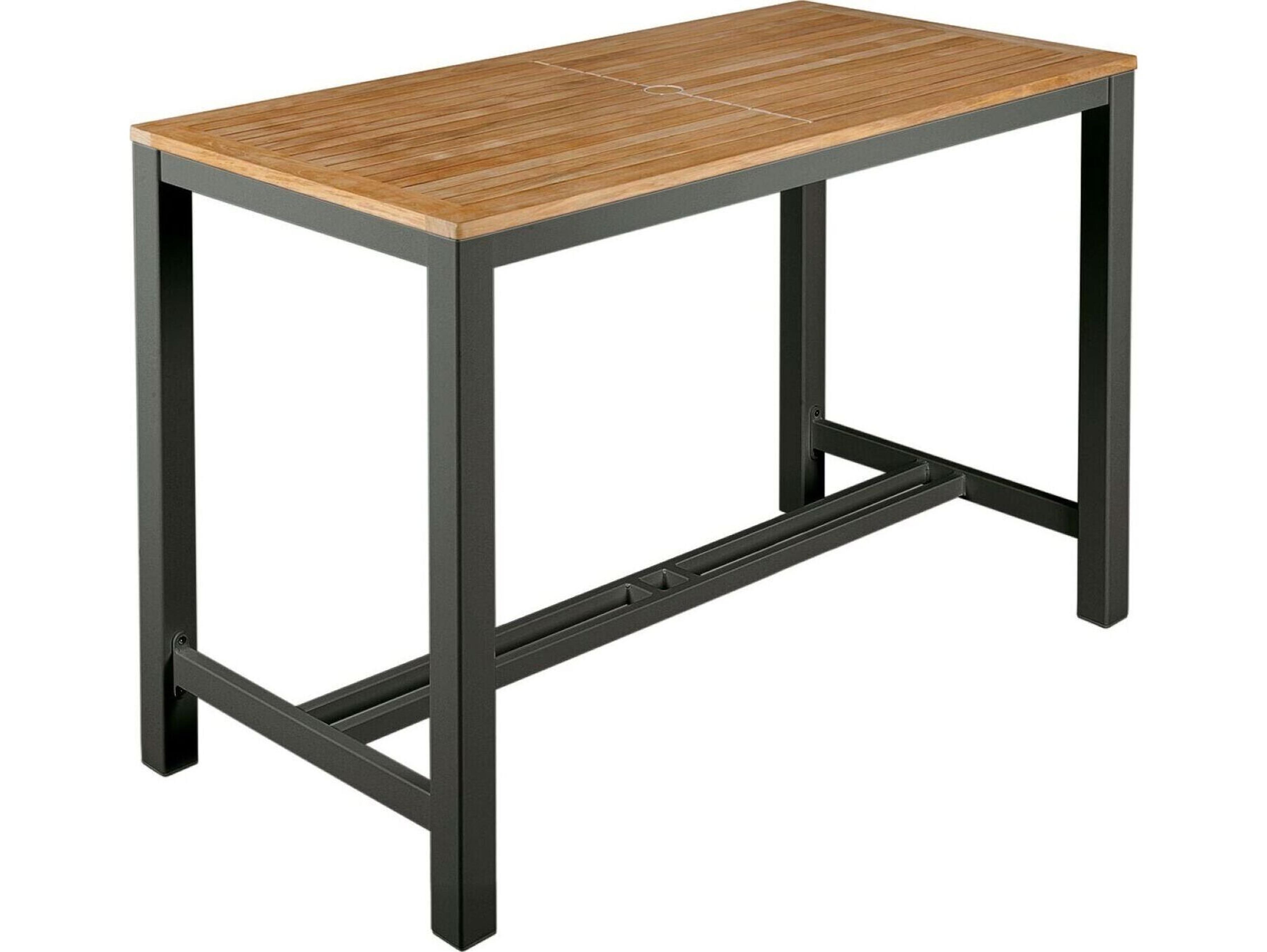 Barlow Tyrie Aura Counter Table Graphite Powder-Coated Aluminum Natural Teak 55"W x 28"D x 36"H