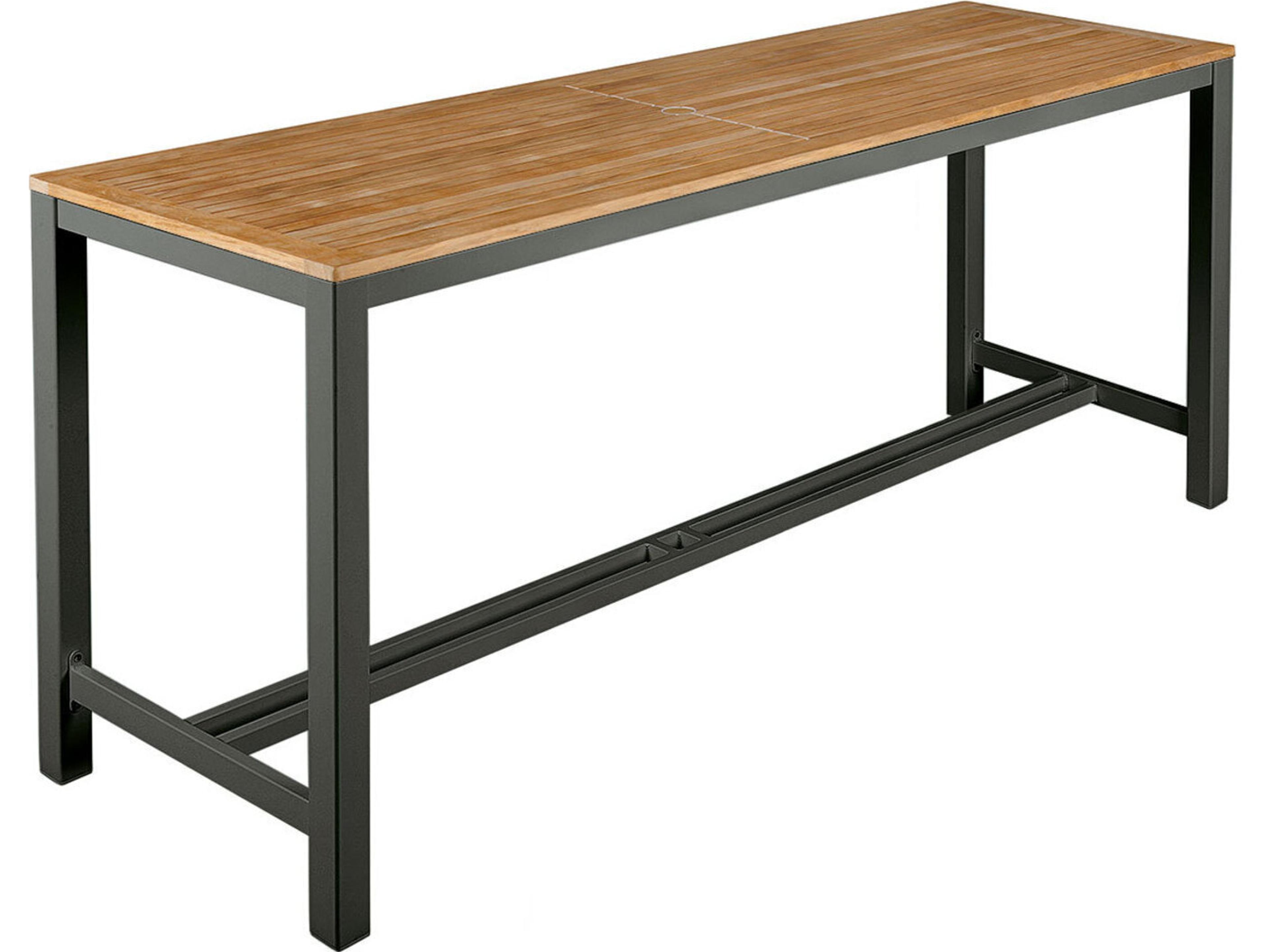 Barlow Tyrie Aura Counter Table Graphite Powder-Coated Aluminum Natural Teak 79"W x 28"D x 36"H