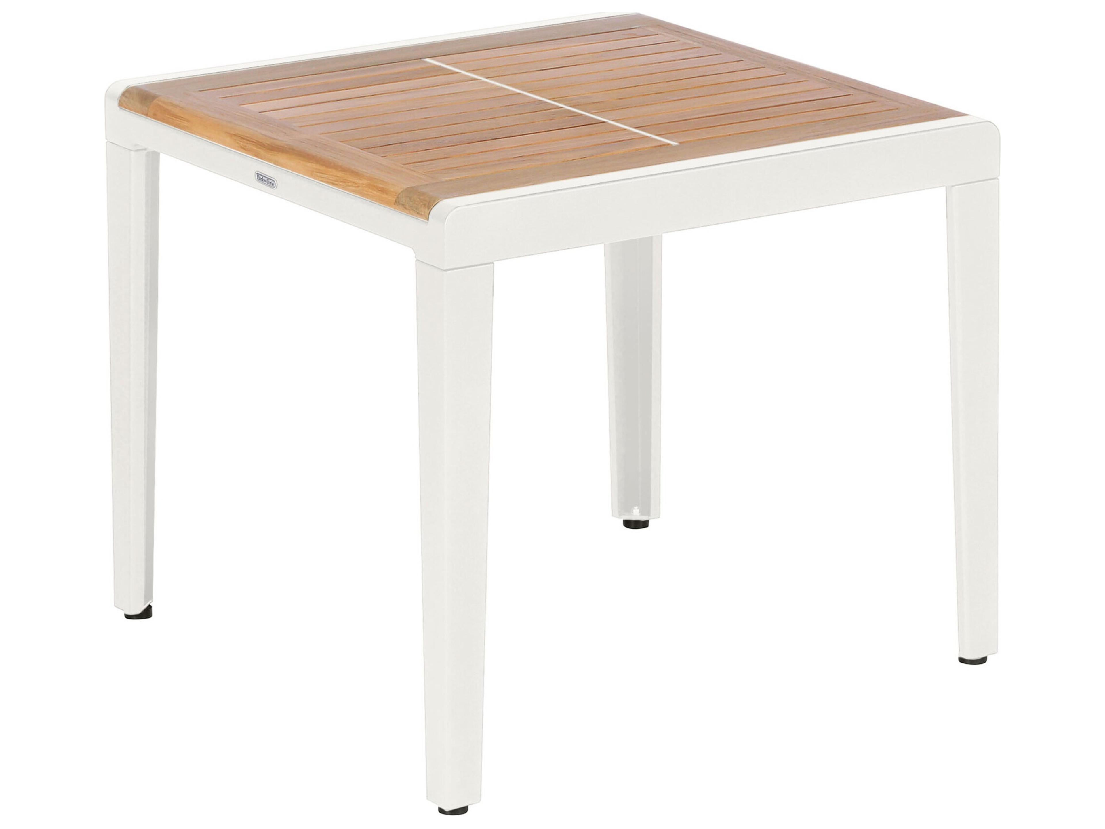 Barlow Tyrie Aura High Side Table - Arctic White Powder-Coated Aluminum - Natural Teak