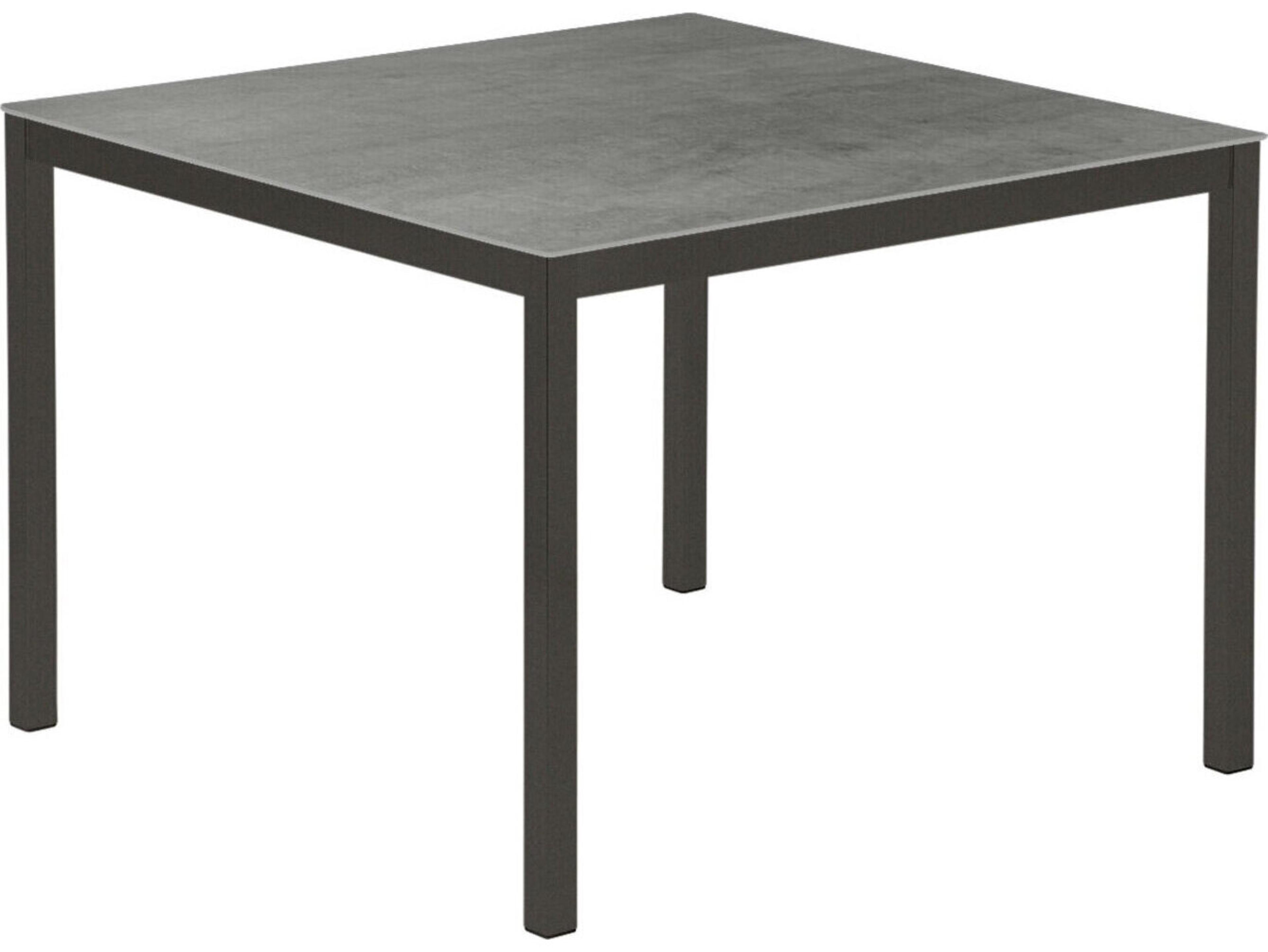 Barlow Tyrie Equinox Square Dining Table Graphite Powder-Coated Stainless Steel Dusk Ceramic