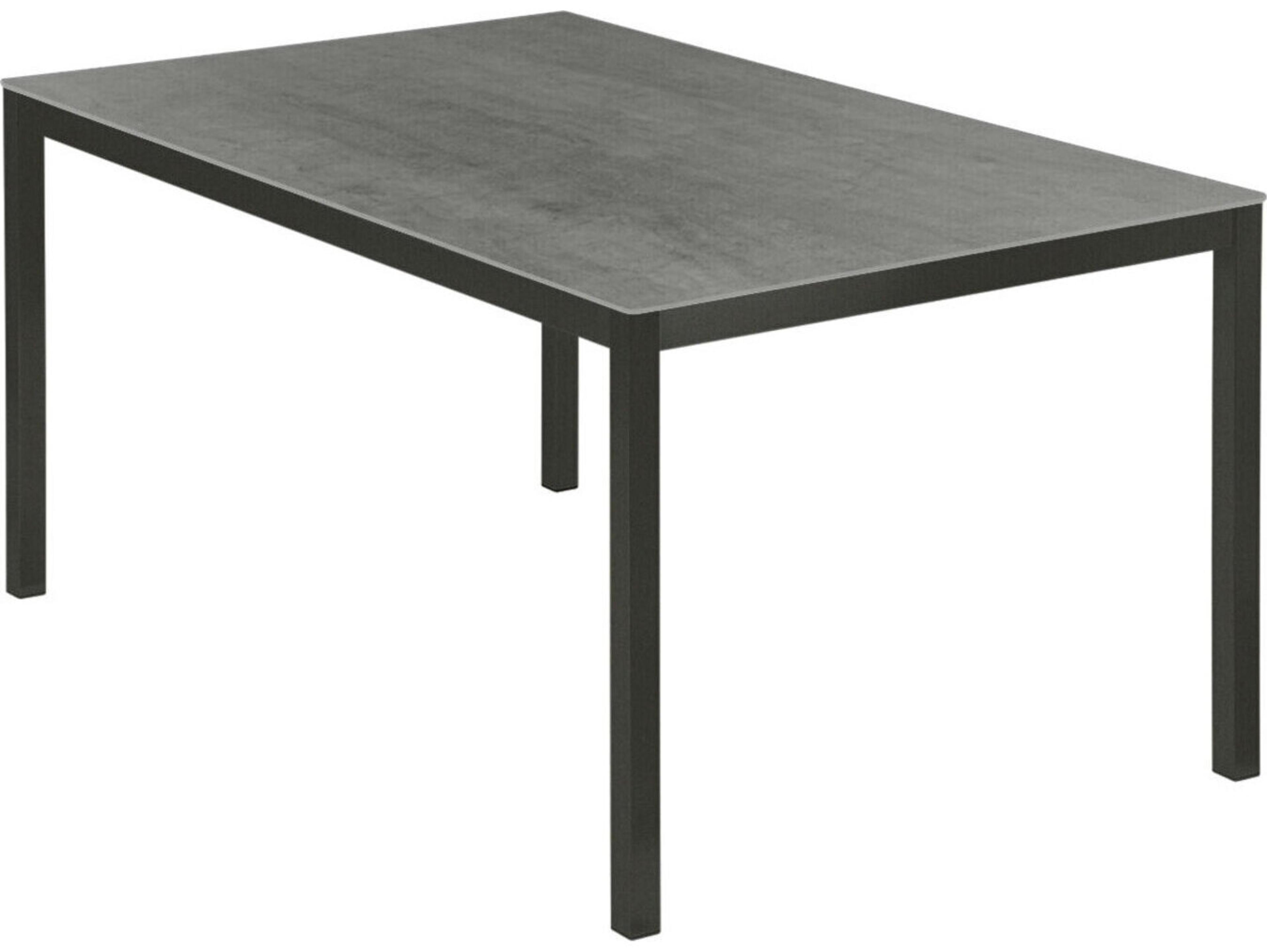Barlow Tyrie Equinox Dining Table Graphite Powder-Coated Stainless Steel Dusk Ceramic 59"W x 39"D x 28"H