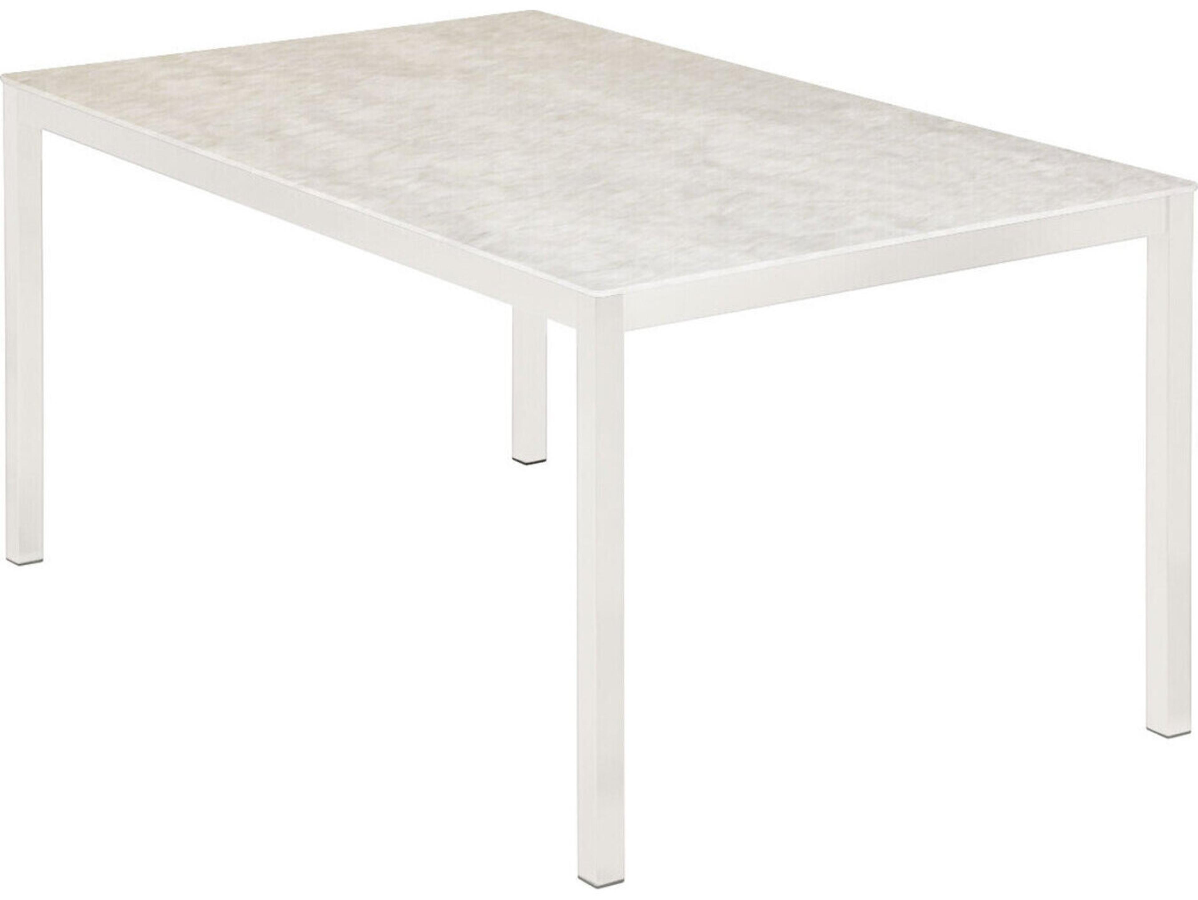 Barlow Tyrie Equinox Dining Table Arctic White Powder-Coated Stainless Steel Frost Ceramic 59"W x 39"D x 28"H