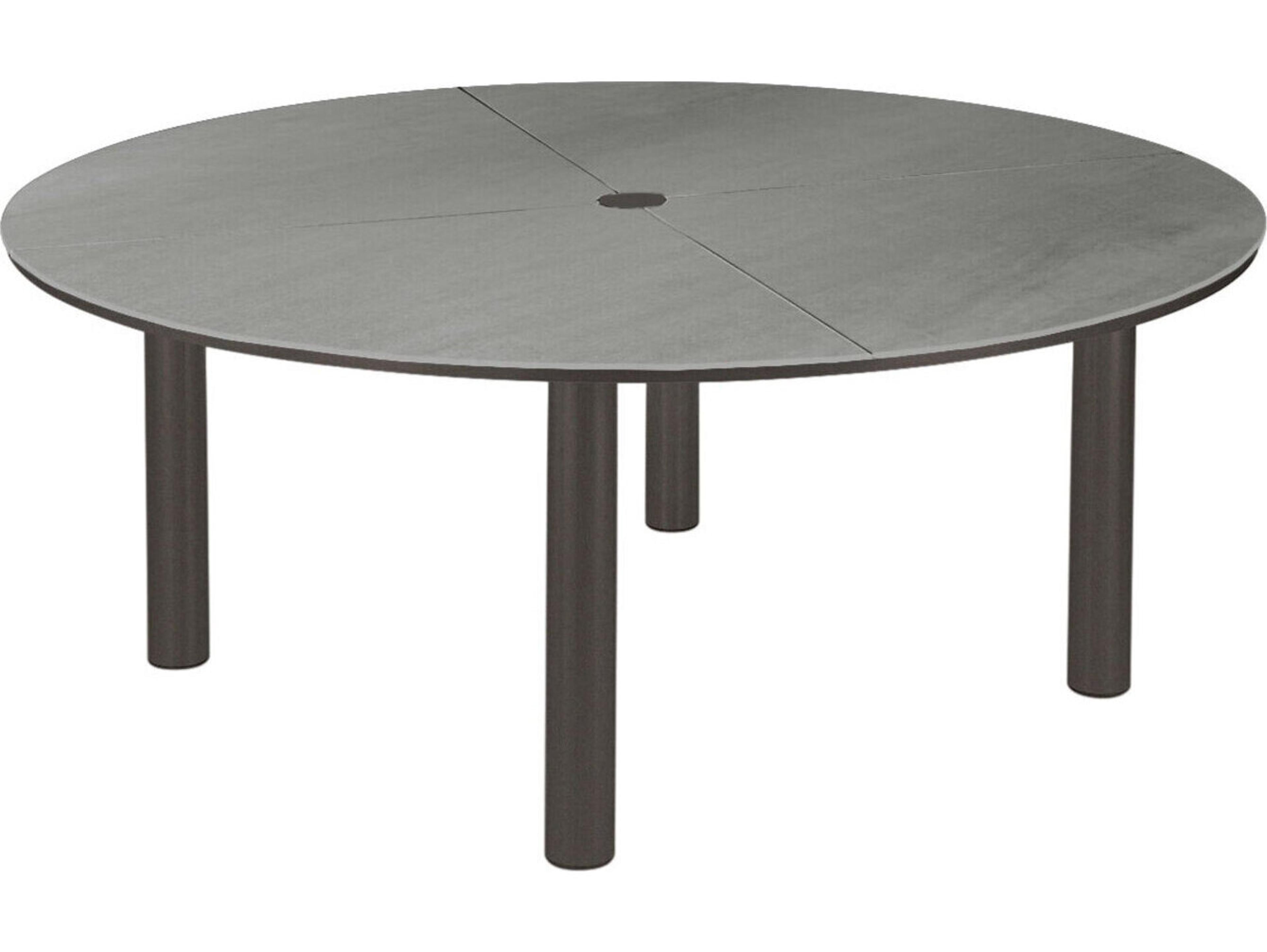 Barlow Tyrie Equinox Round Dining Table Graphite Powder-Coated Stainless Steel Dusk Ceramic