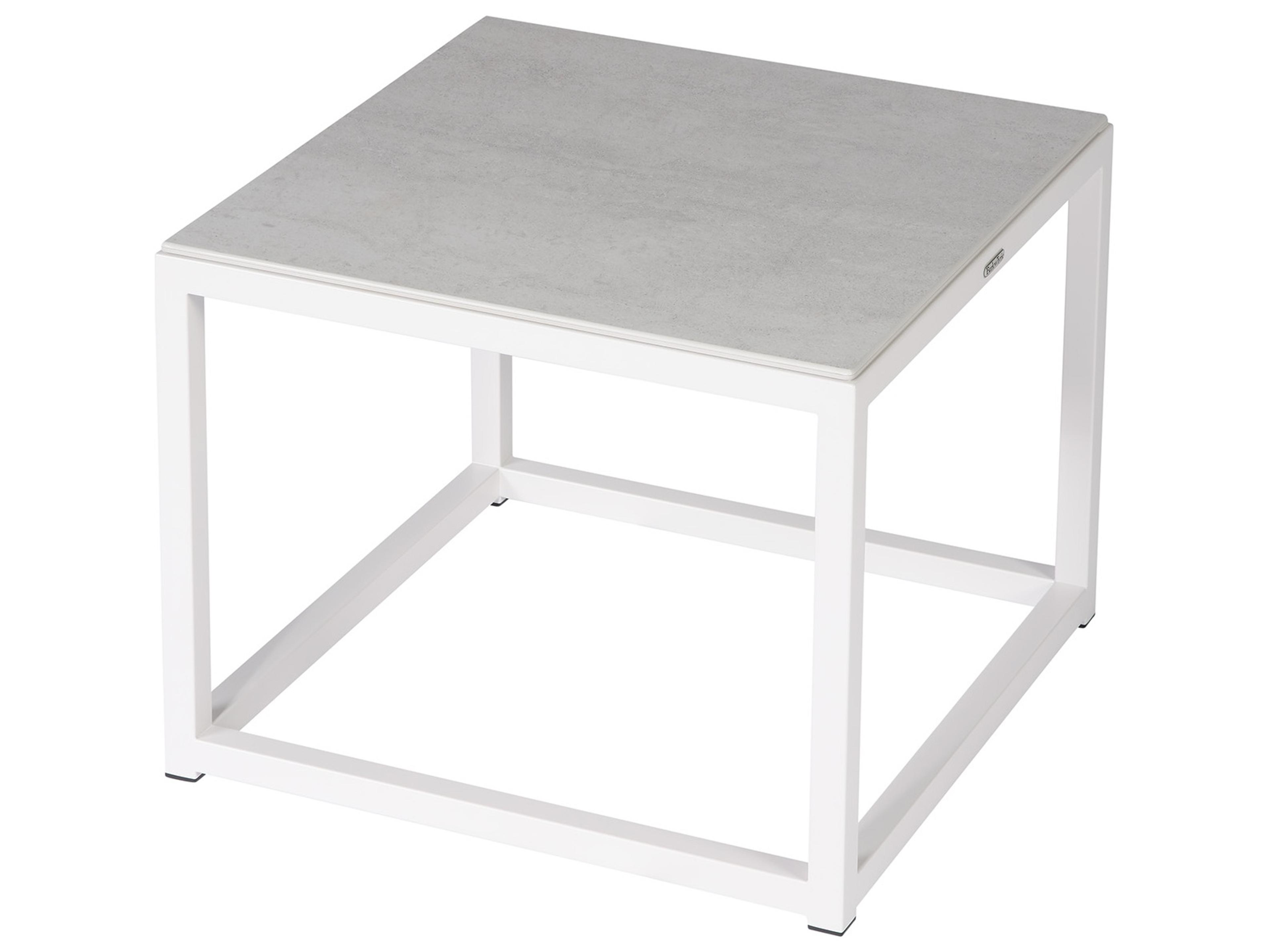 Barlow Tyrie Equinox Side Table - Arctic White Powder Coated Stainless Steel Frame - Frost Ceramic Top