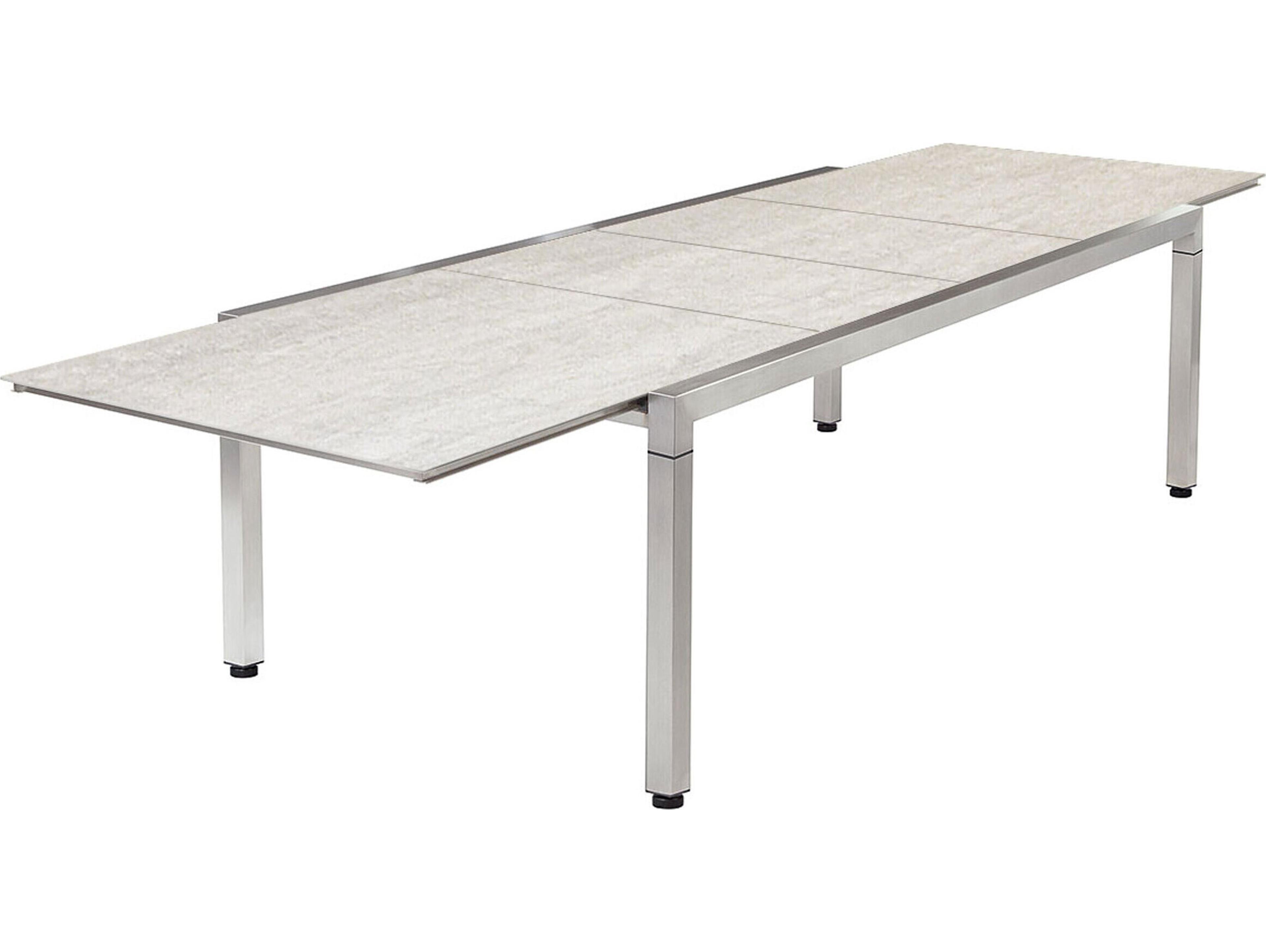 Barlow Tyrie Equinox Extending Dining Table Stainless Steel Frost Ceramic