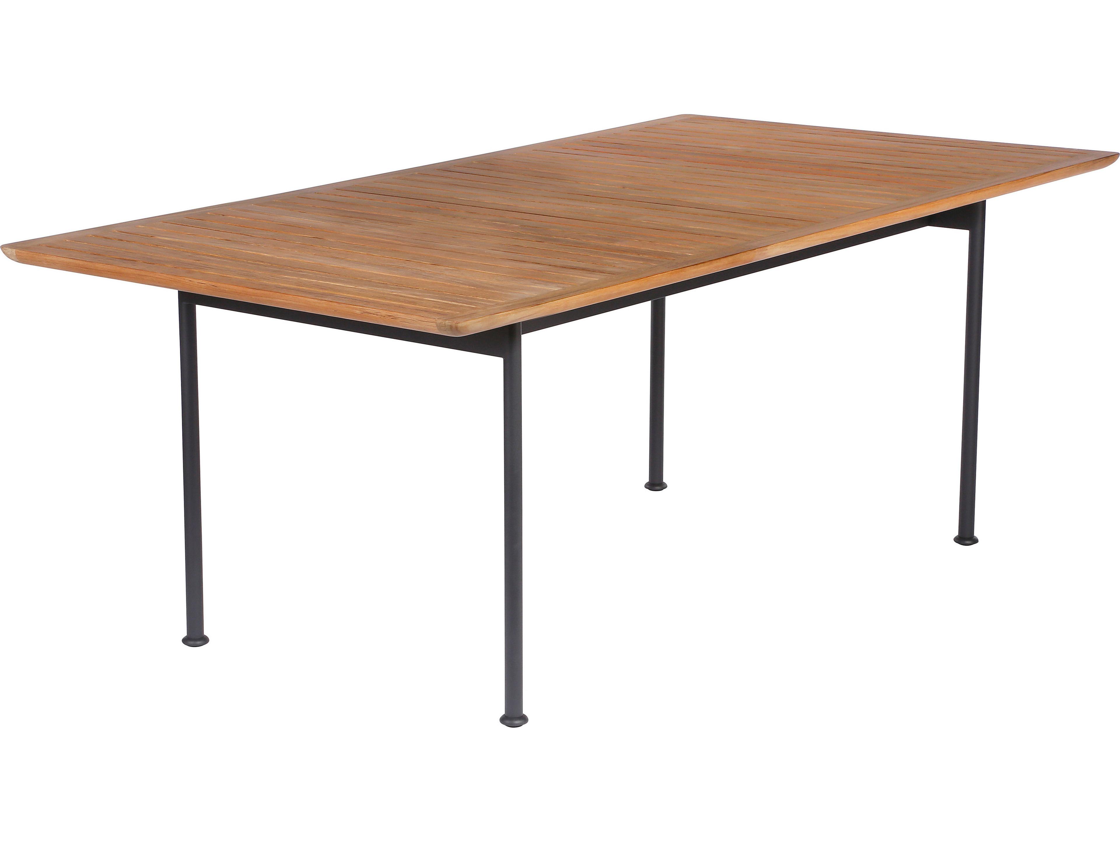 Barlow Tyrie Layout Dining Table Forge Grey Powder-Coated Stainless Steel Natural Teak 77"W x 39"D x 29"H