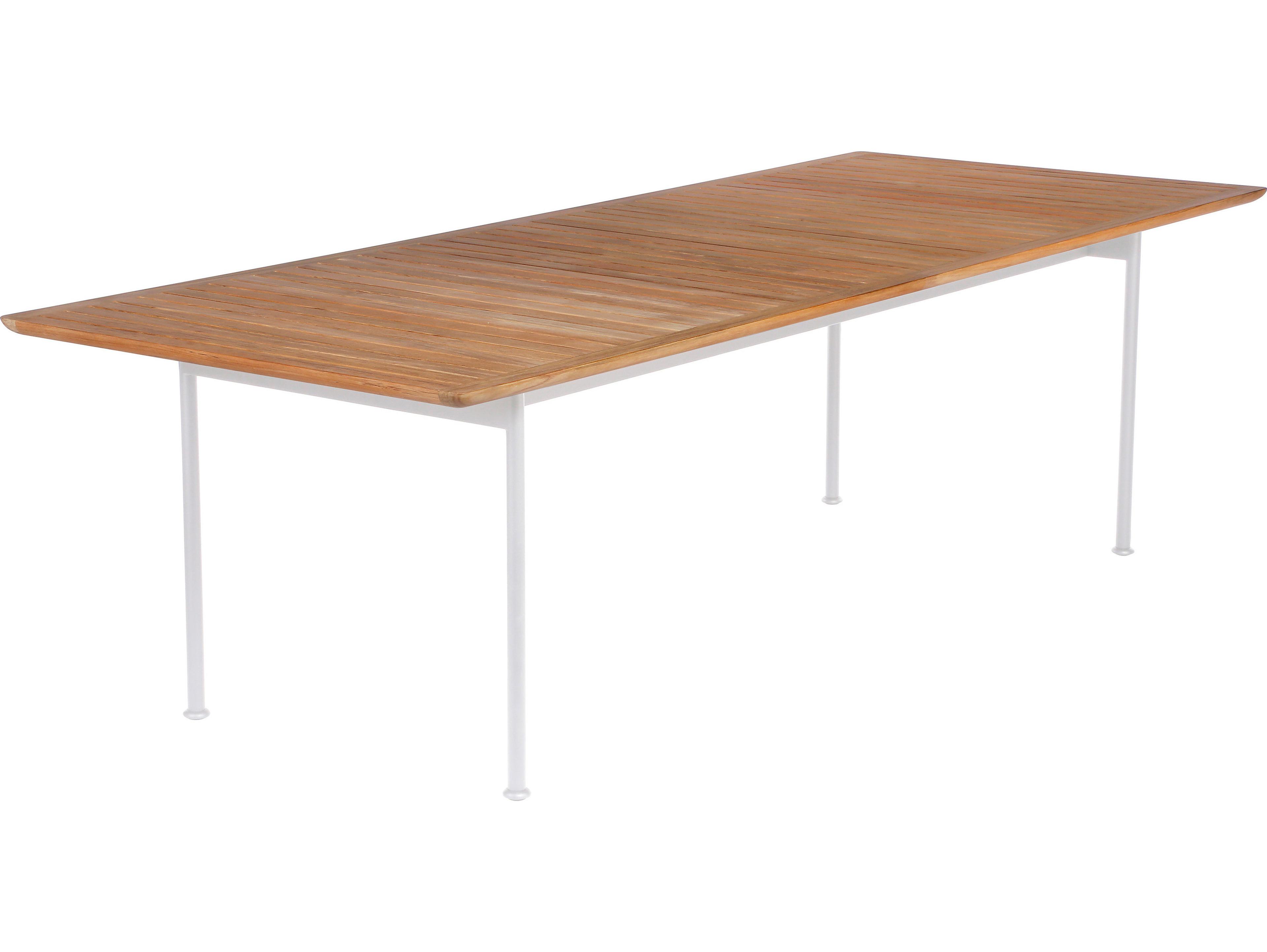 Barlow Tyrie Layout Dining Table Arctic White Powder-Coated Stainless Steel Natural Teak 101"W x 39"D x 29"H