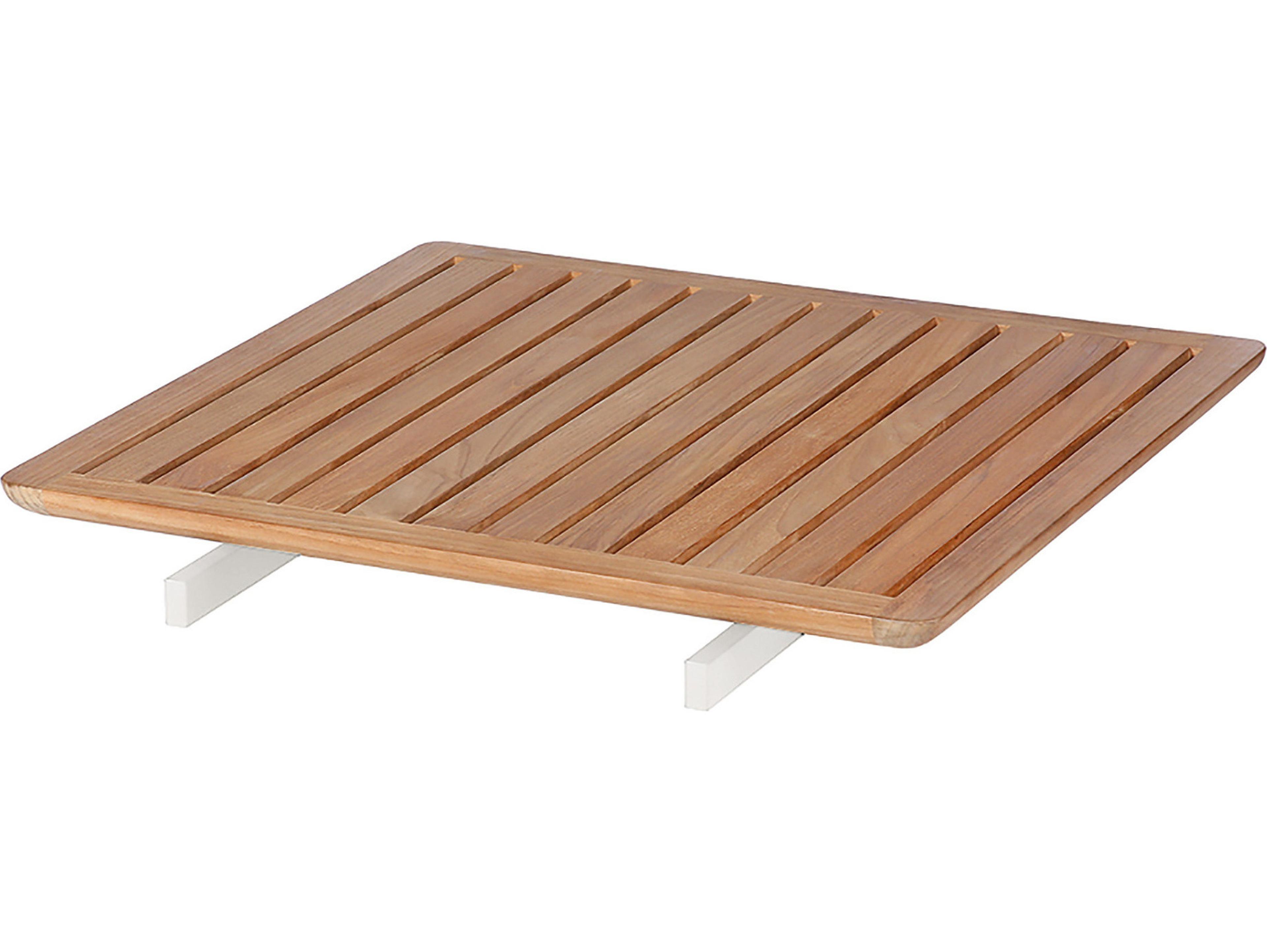 Barlow Tyrie Layout Bridging Table Arctic White Powder-Coated Stainless Steel Natural Teak
