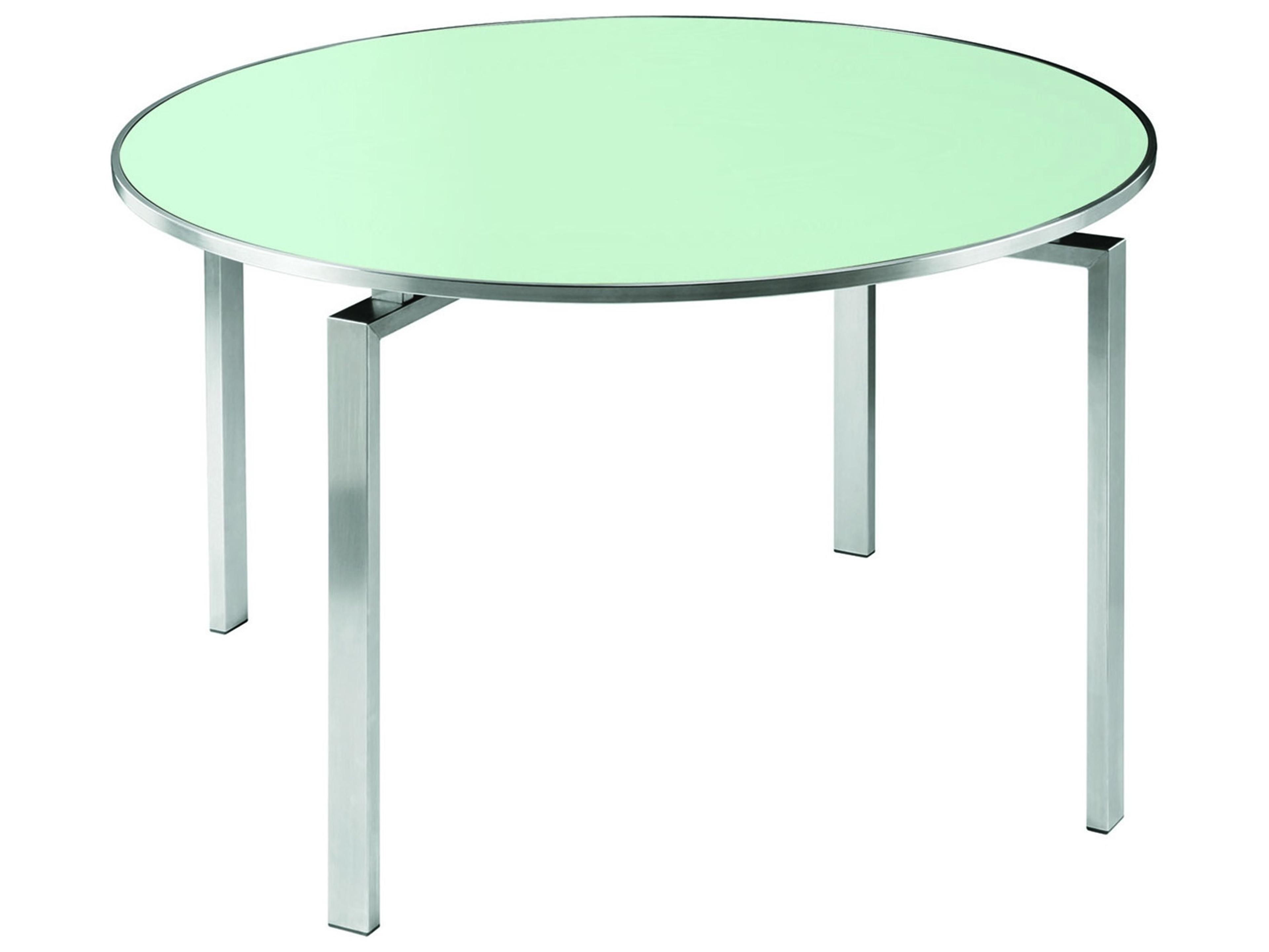 Barlow Tyrie Mercury Dining Table  Silver Stainless Steel  Sea Ice Glass