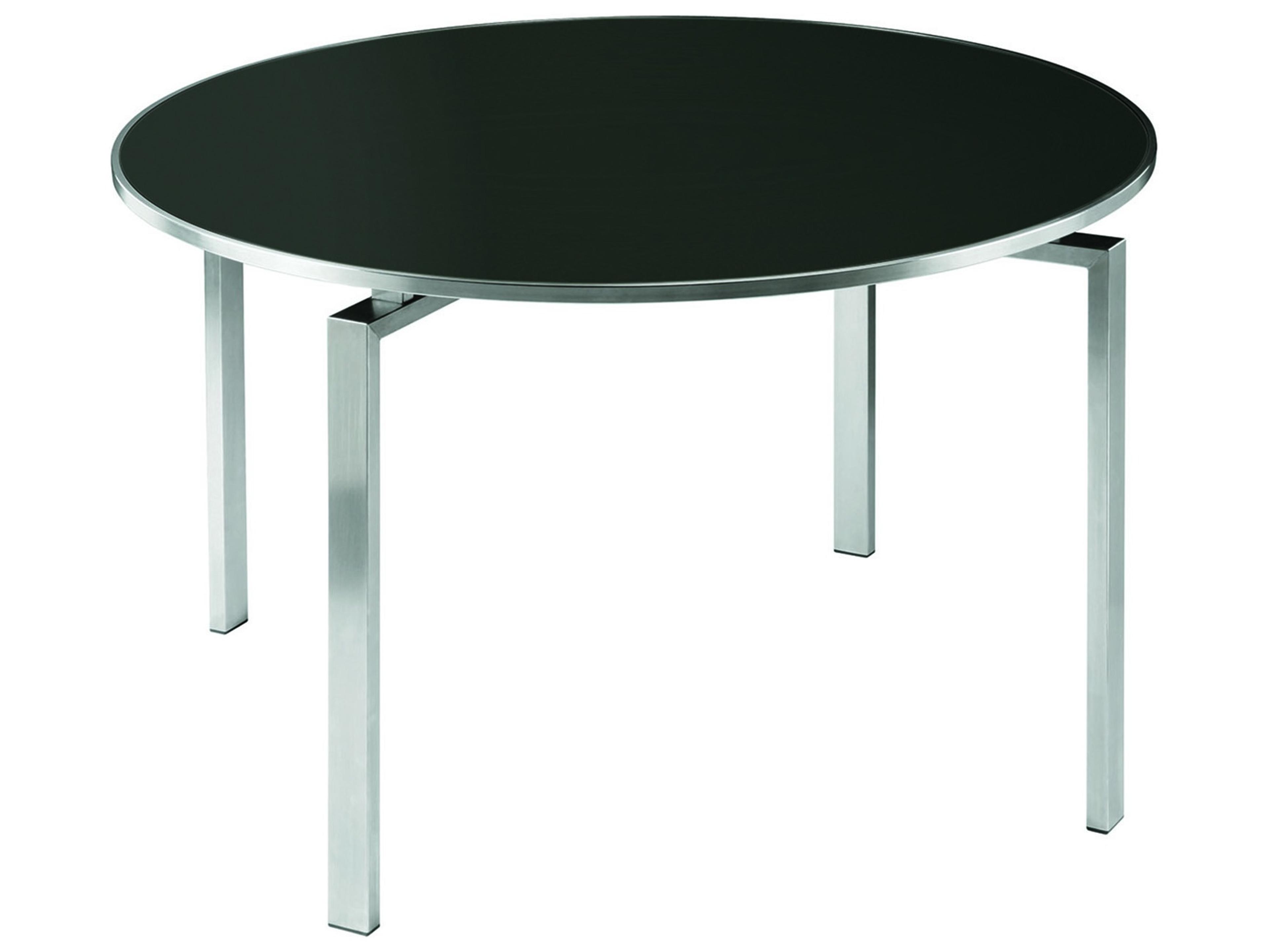 Barlow Tyrie Mercury Dining Table  Silver Stainless Steel  Charcoal Glass