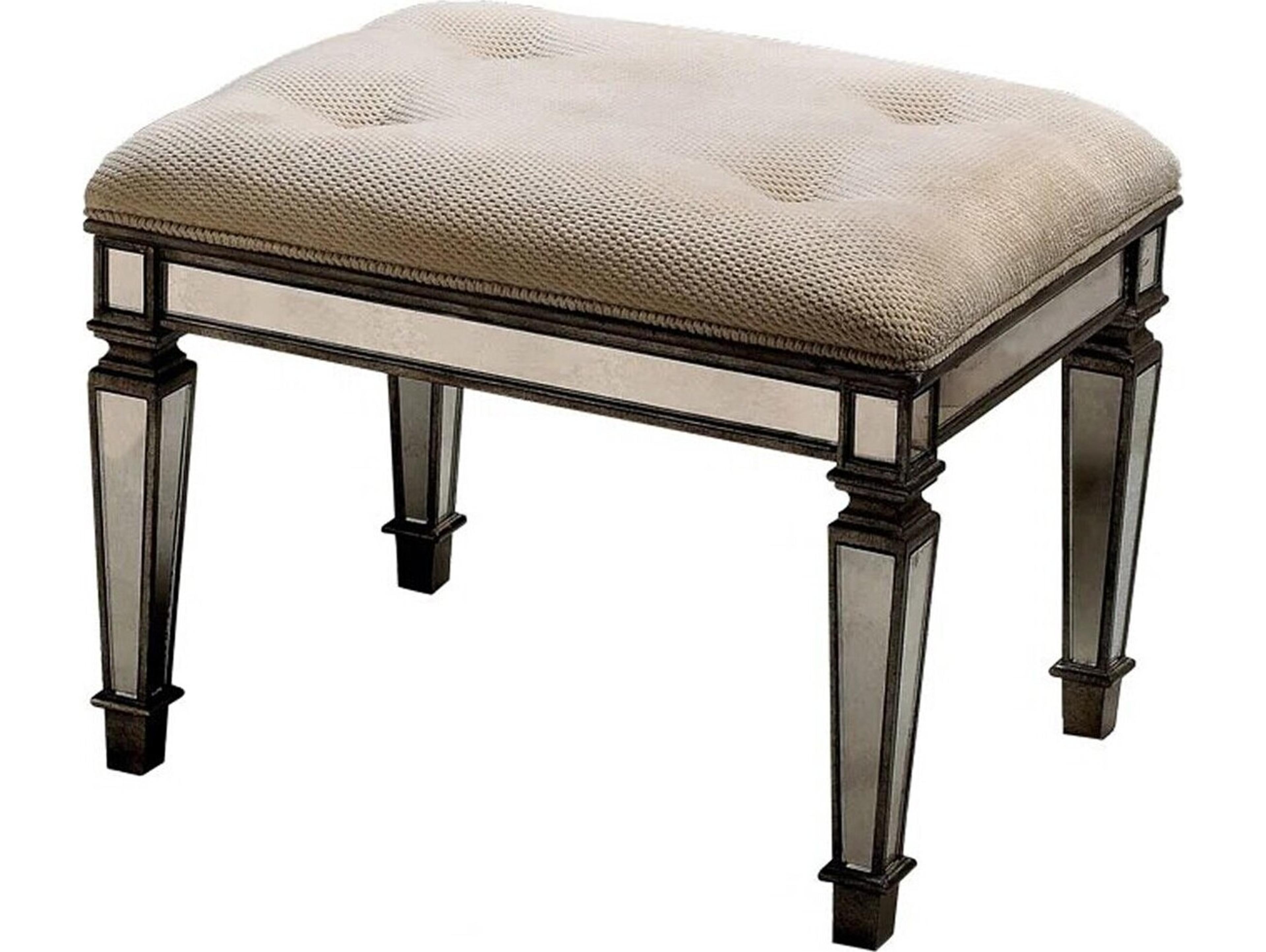 Butler Celeste Mirror Beige Upholstered Accent Stool