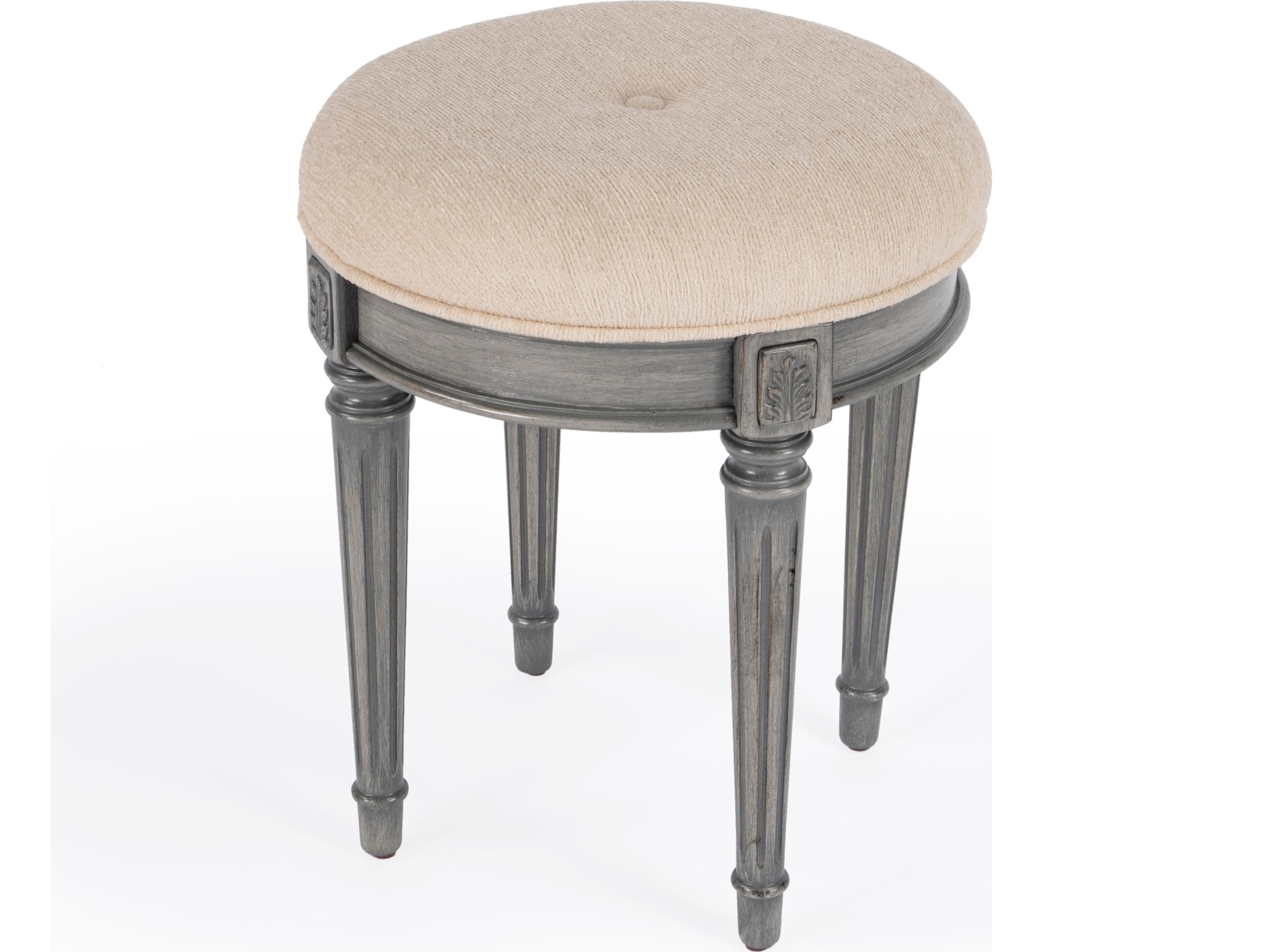 Butler Bernadette Powder Gray Upholstered Vanity Stool