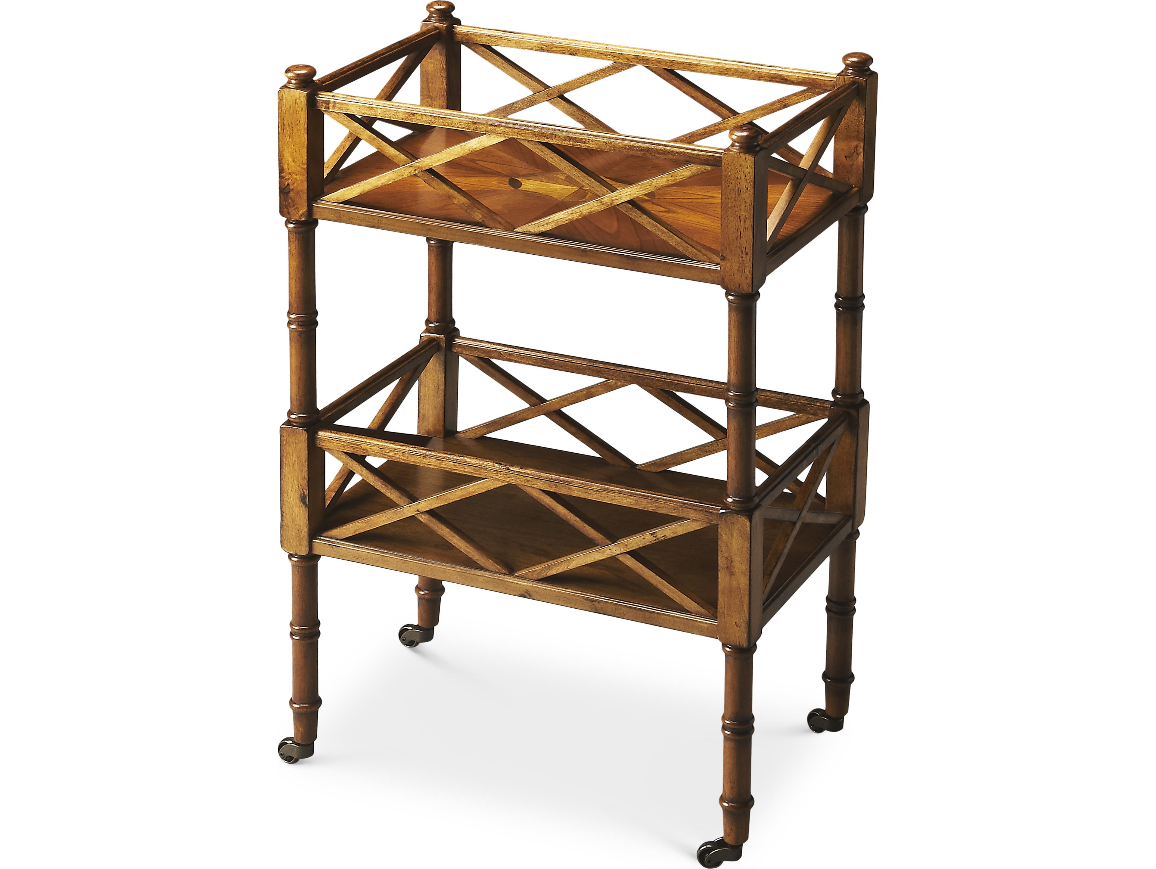 Butler Foster Wood Brown Olive Ash Bar Cart