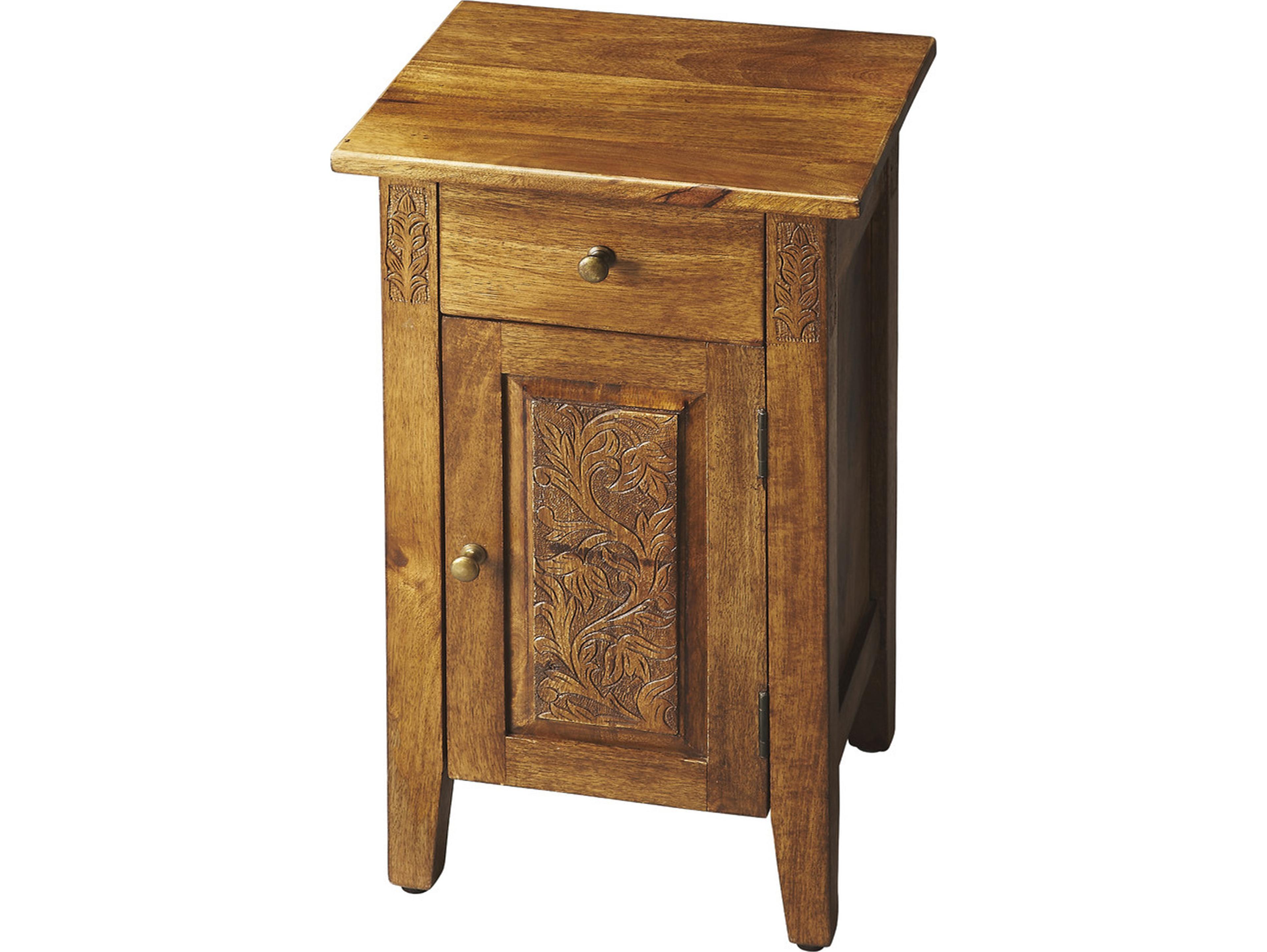 Wester Rectangular Wood Artifacts End Table