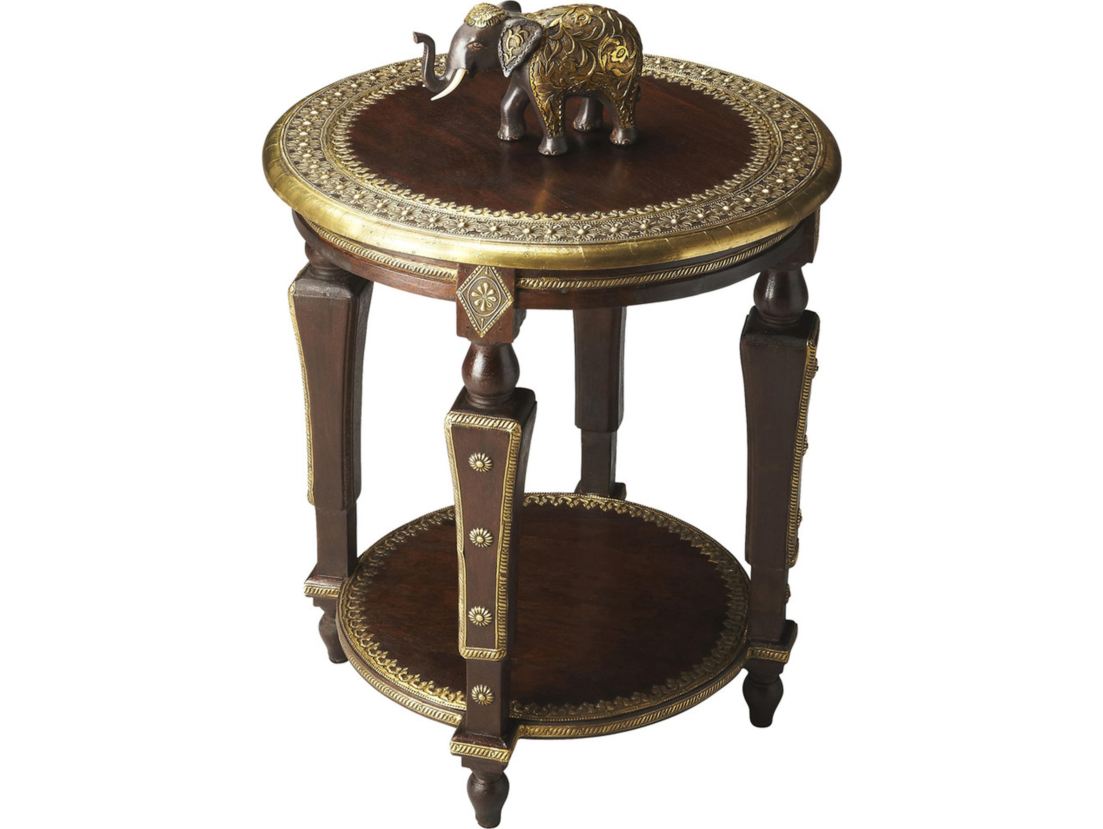 Ranthore Round Wood Artifacts End Table