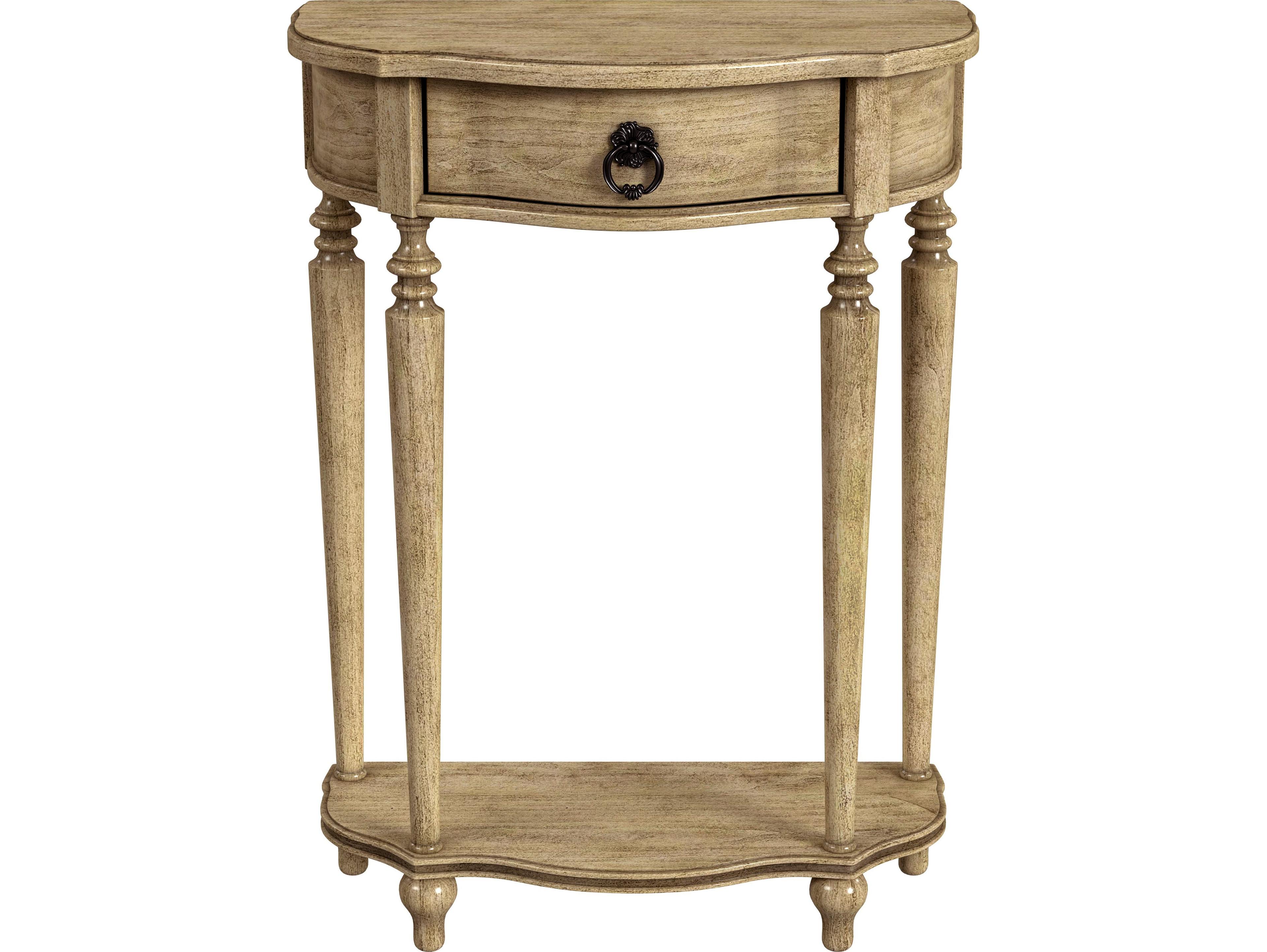 Butler Ashby Demilune Wood Antique Beige Console Table