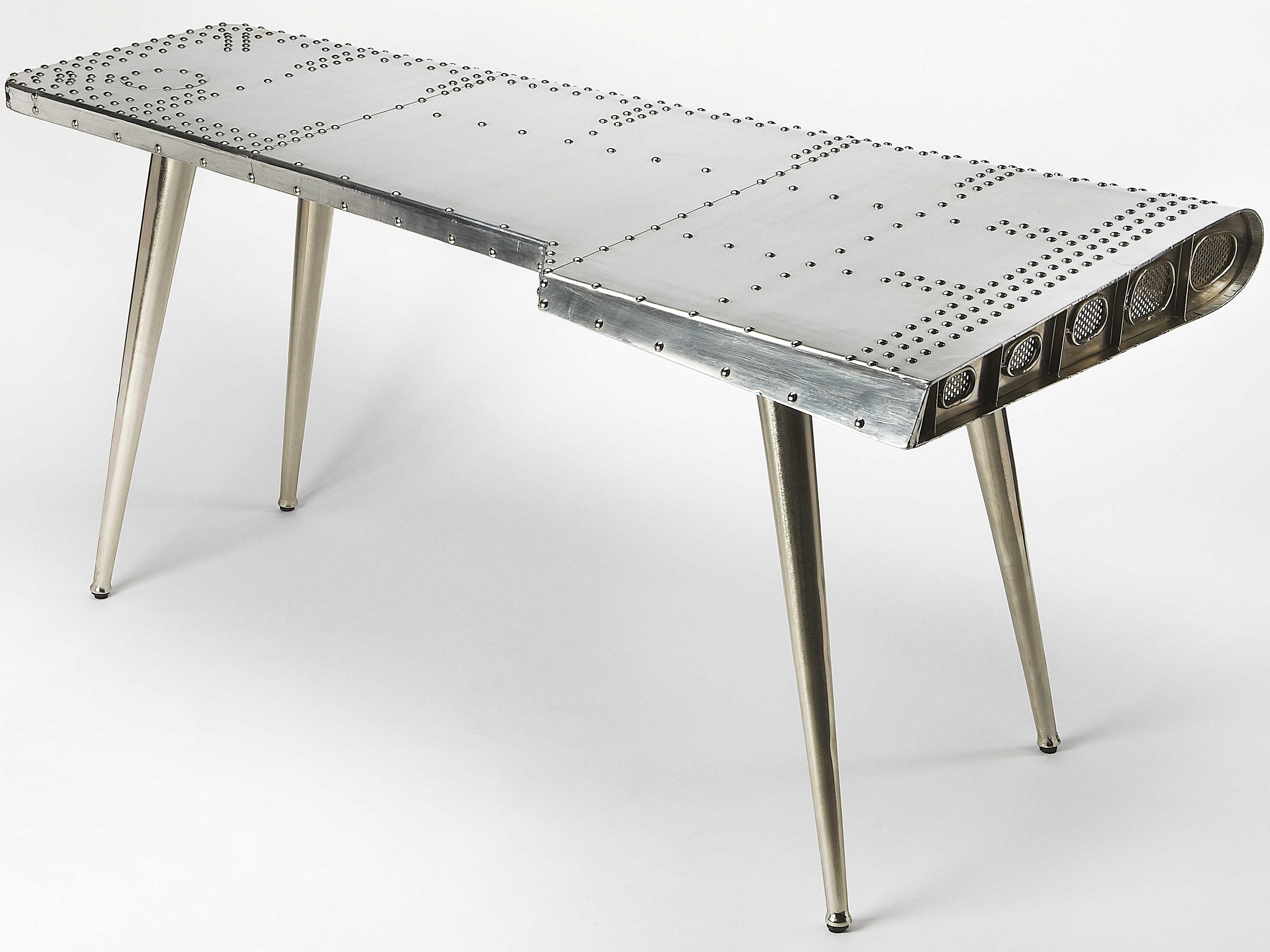 Butler Midway Metalworks Silver Writing Desk