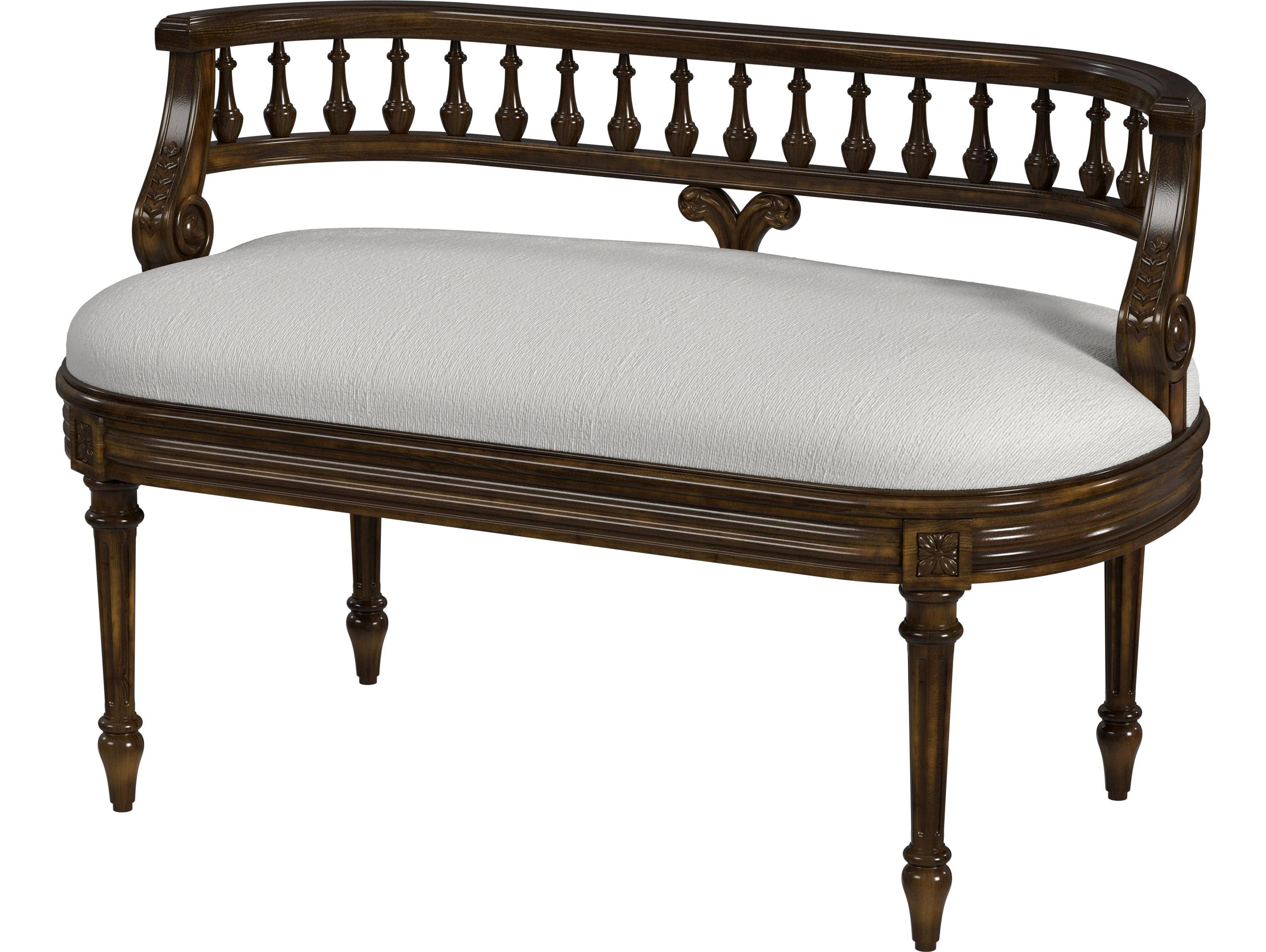 Butler Hathaway Antique Cherry Brown Upholstered Accent Bench