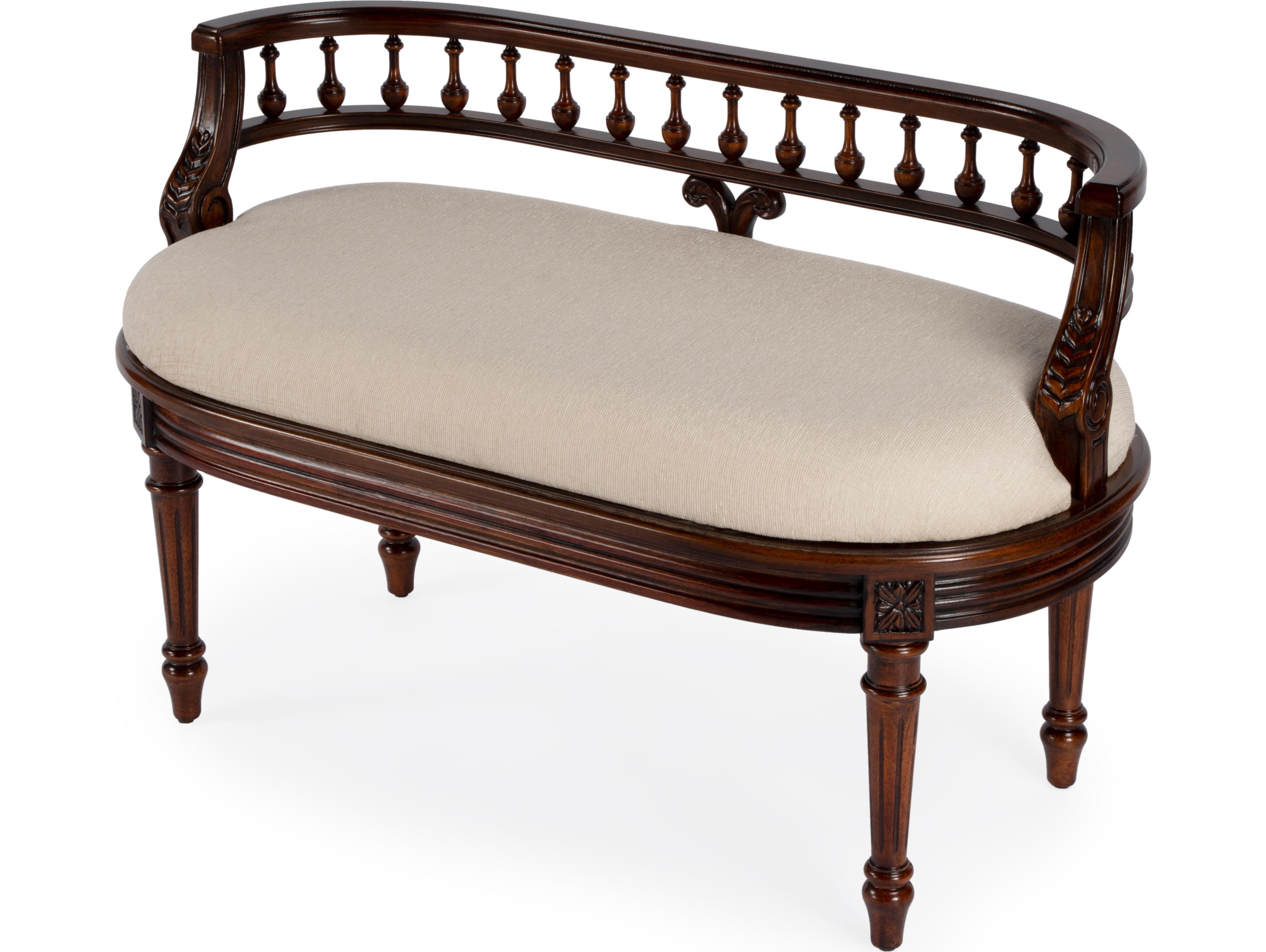 Butler Hathaway Cherry Brown Upholstered Accent Bench