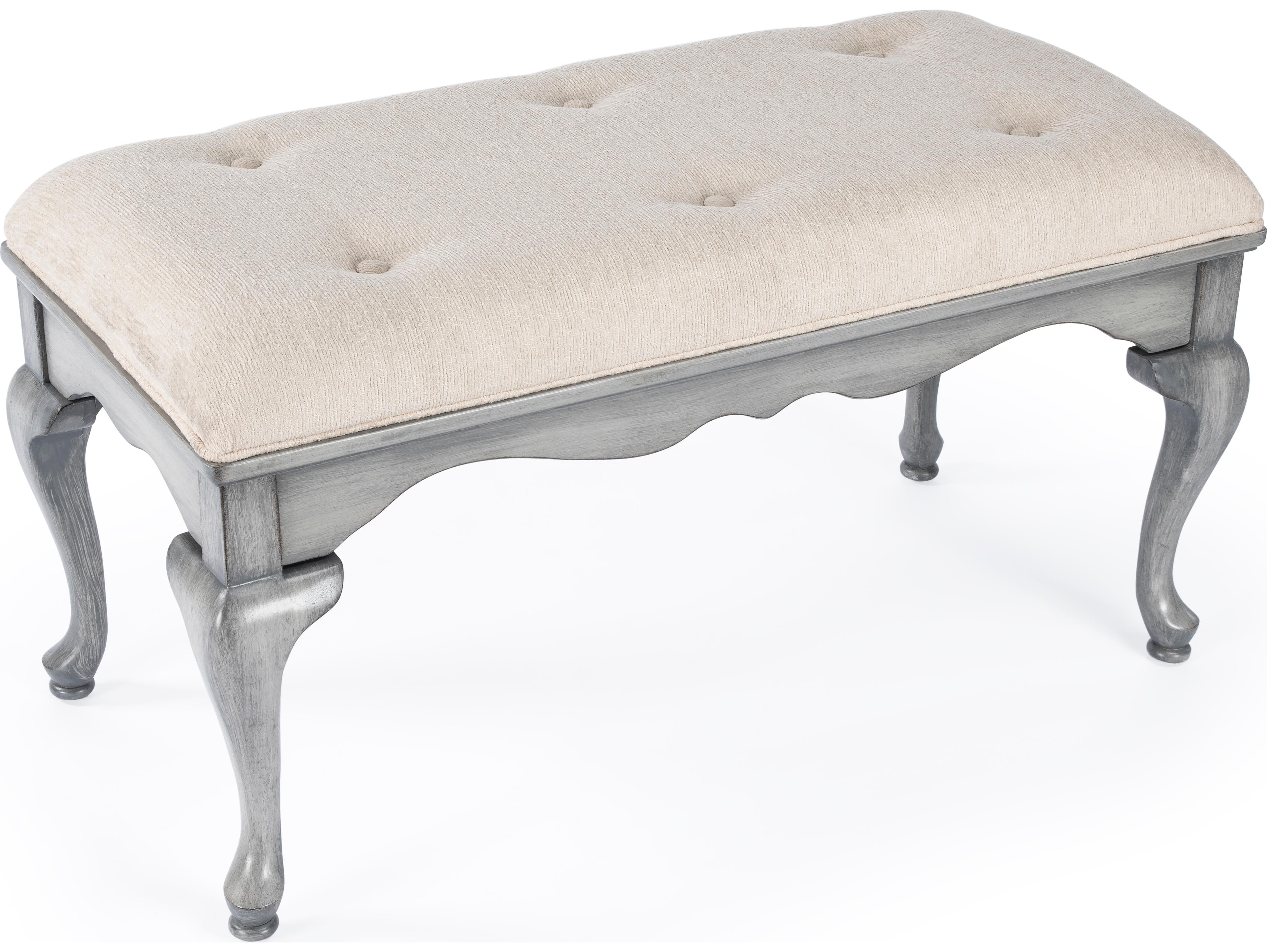 Butler Grace Powder Gray Upholstered Accent Bench