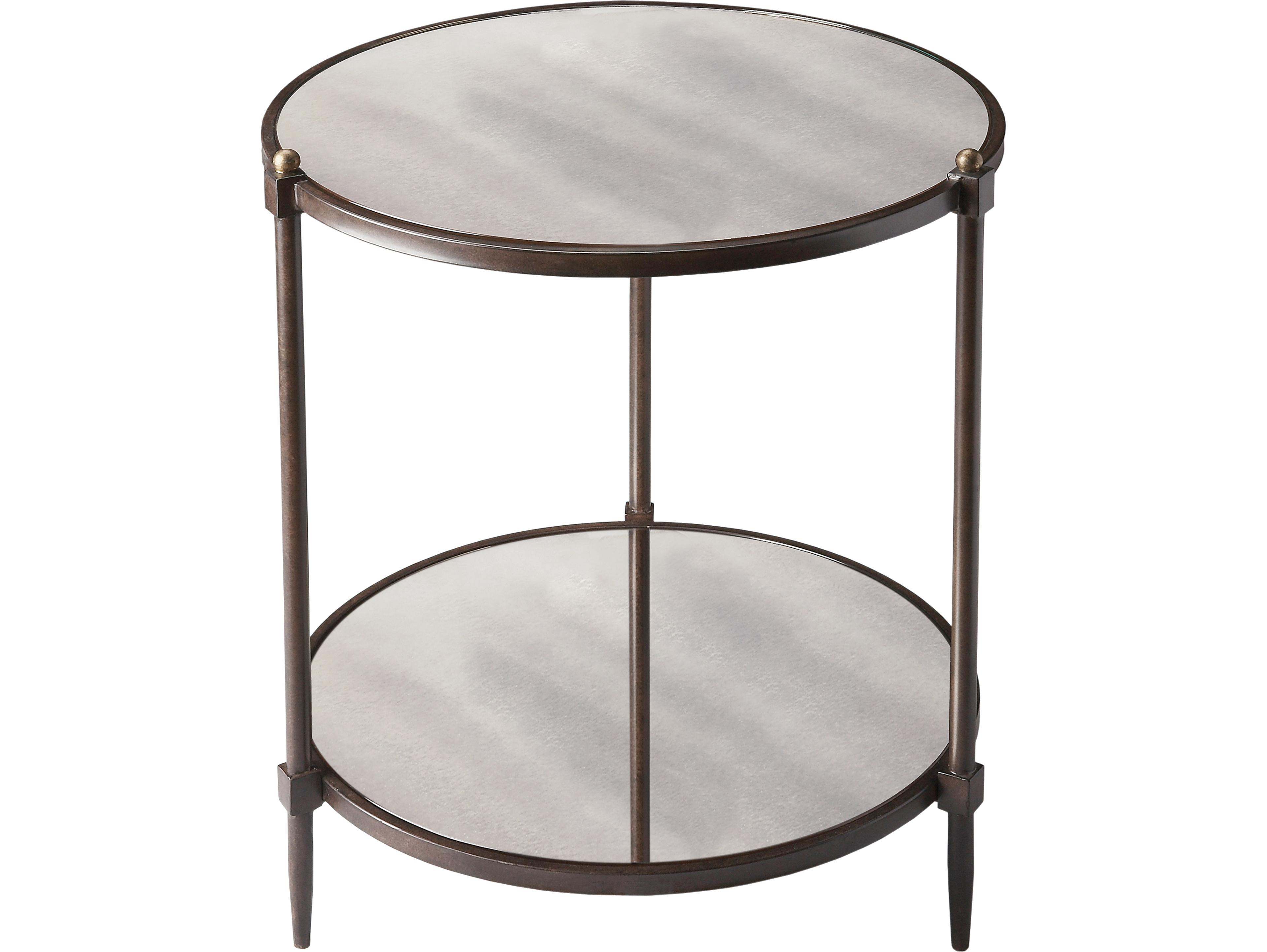 Butler Peninsula Round Mirror Metalworks End Table