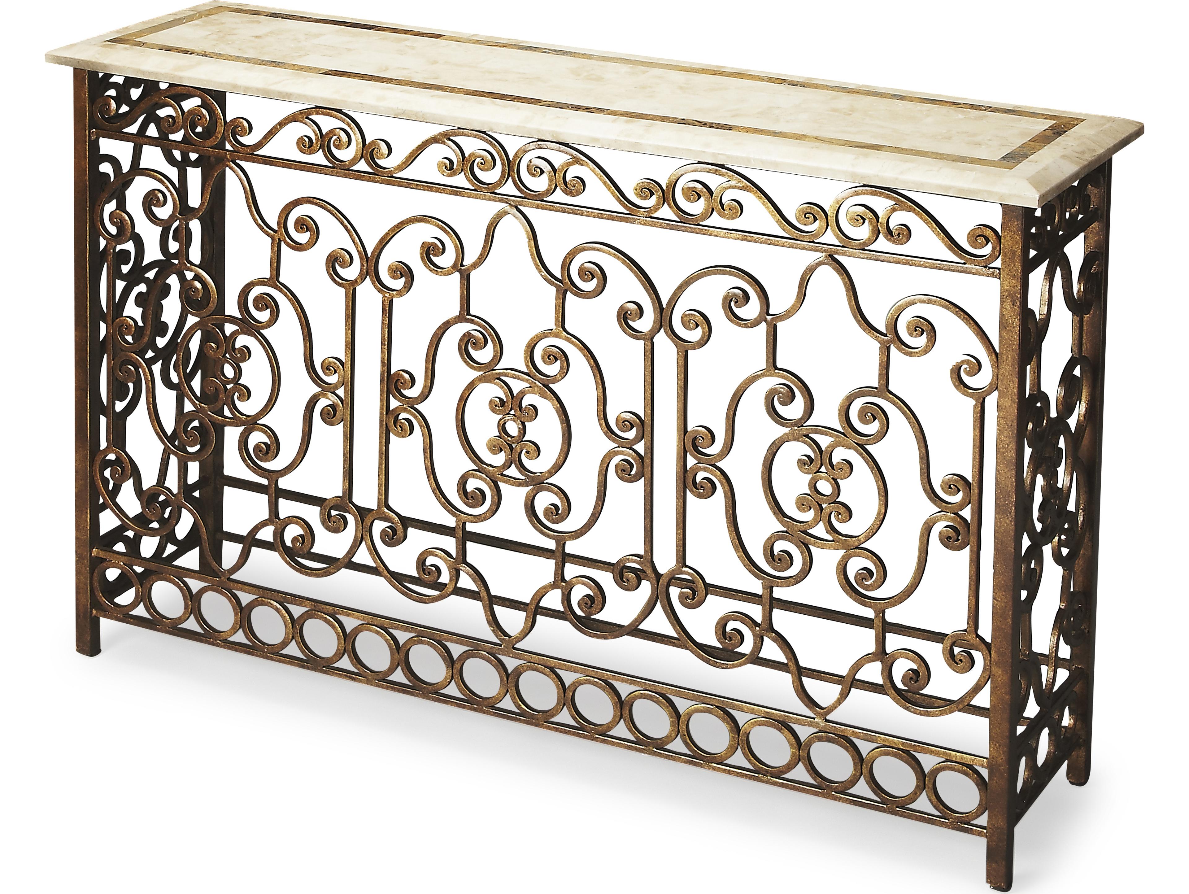 Butler Contessa Rectangular Stone Metalworks Console Table