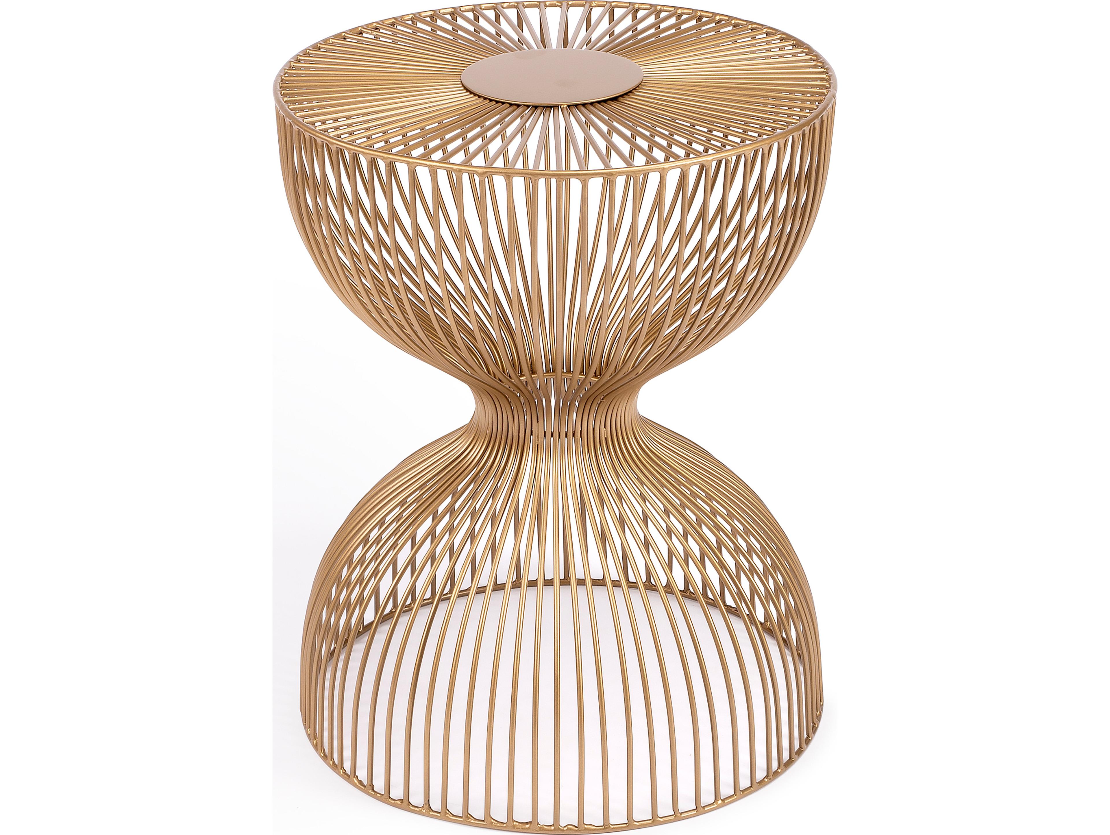 Butler Nicholas Round Metal Polished Gold End Table