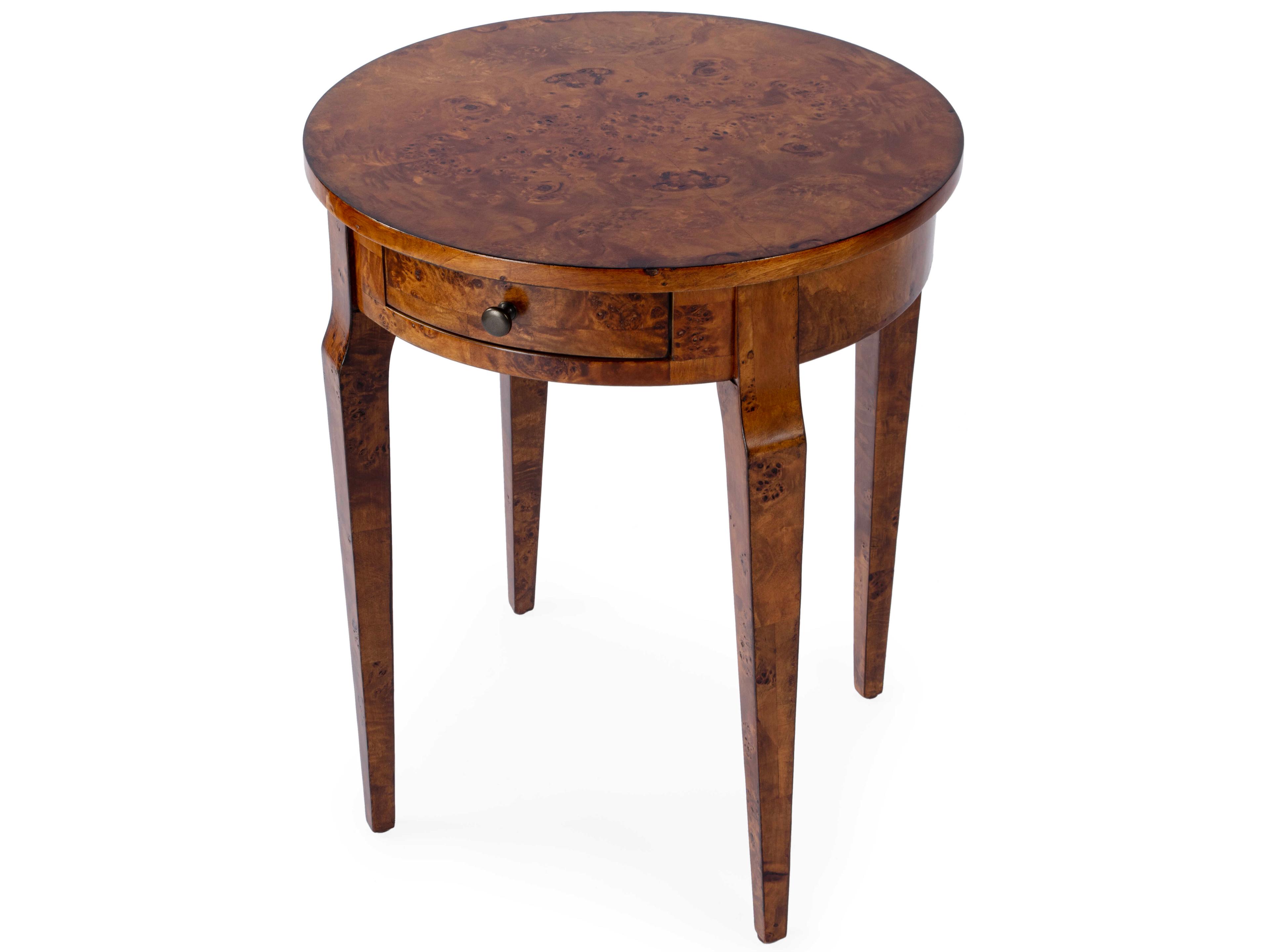 Archer Round Wood Traditional Burl End Table
