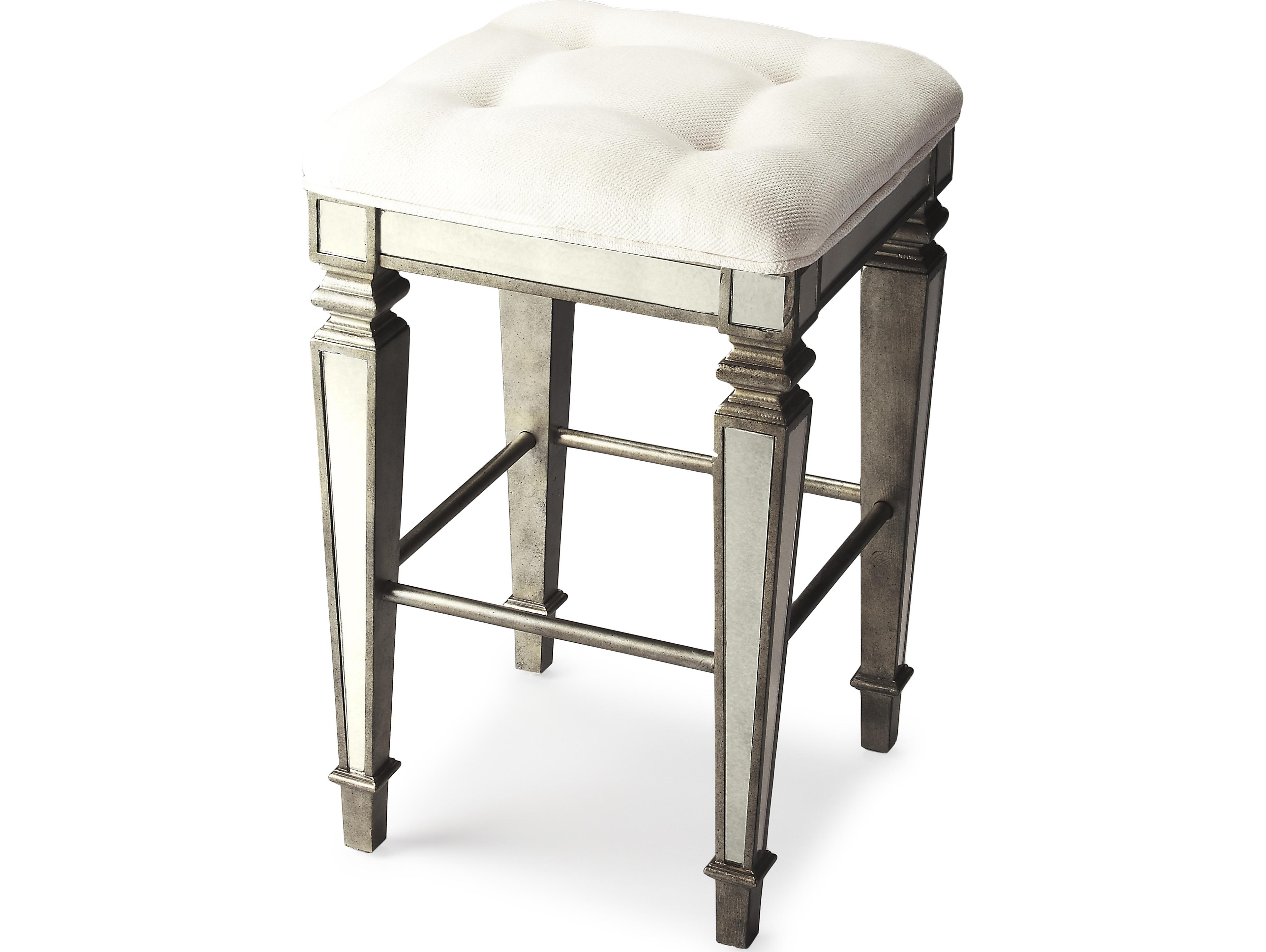 Butler Celeste Mirror Upholstered Poplar Wood Bar Stool