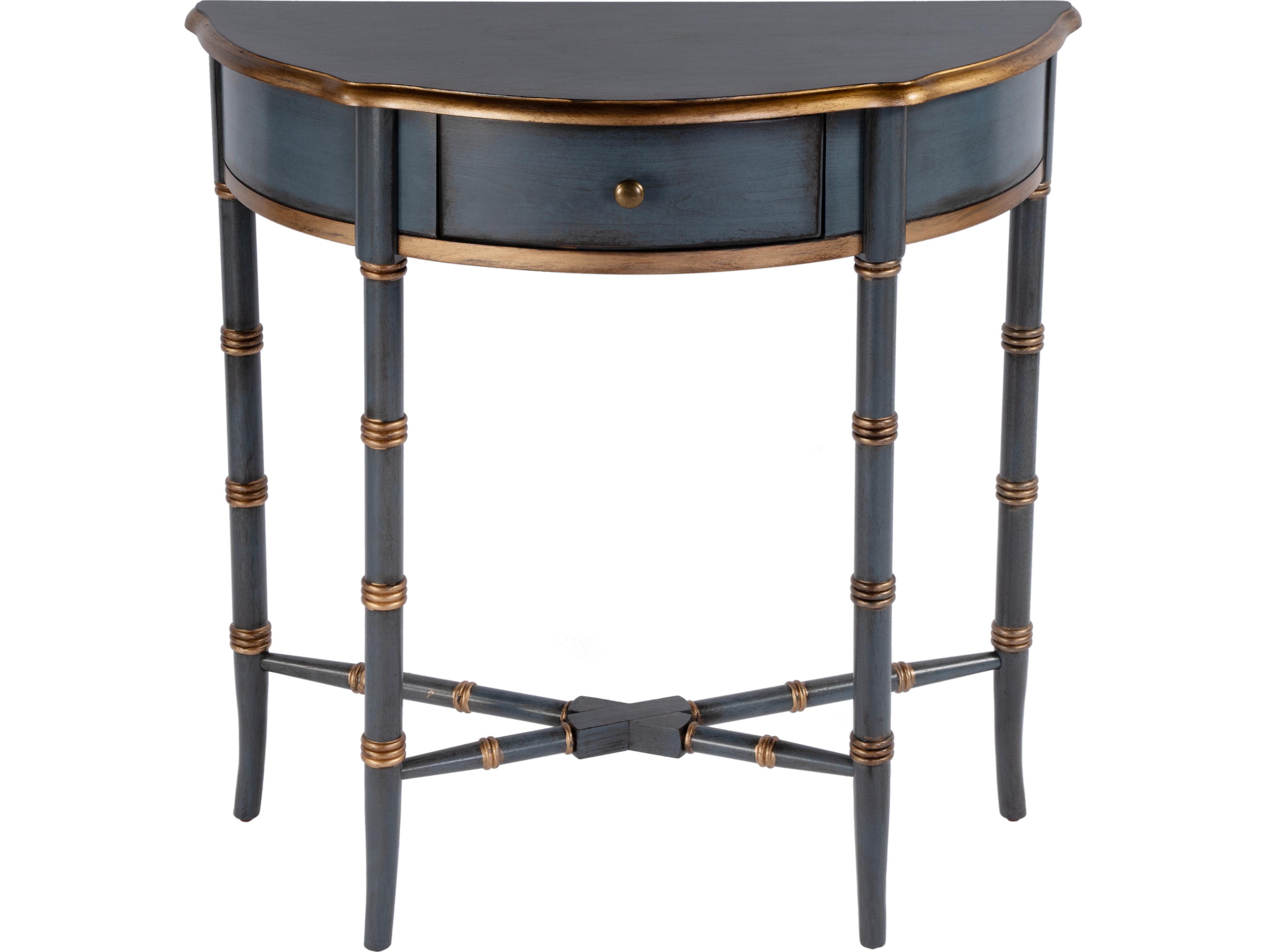 Butler Skilling Demilune Wood Royal Pastel Blue Console Table