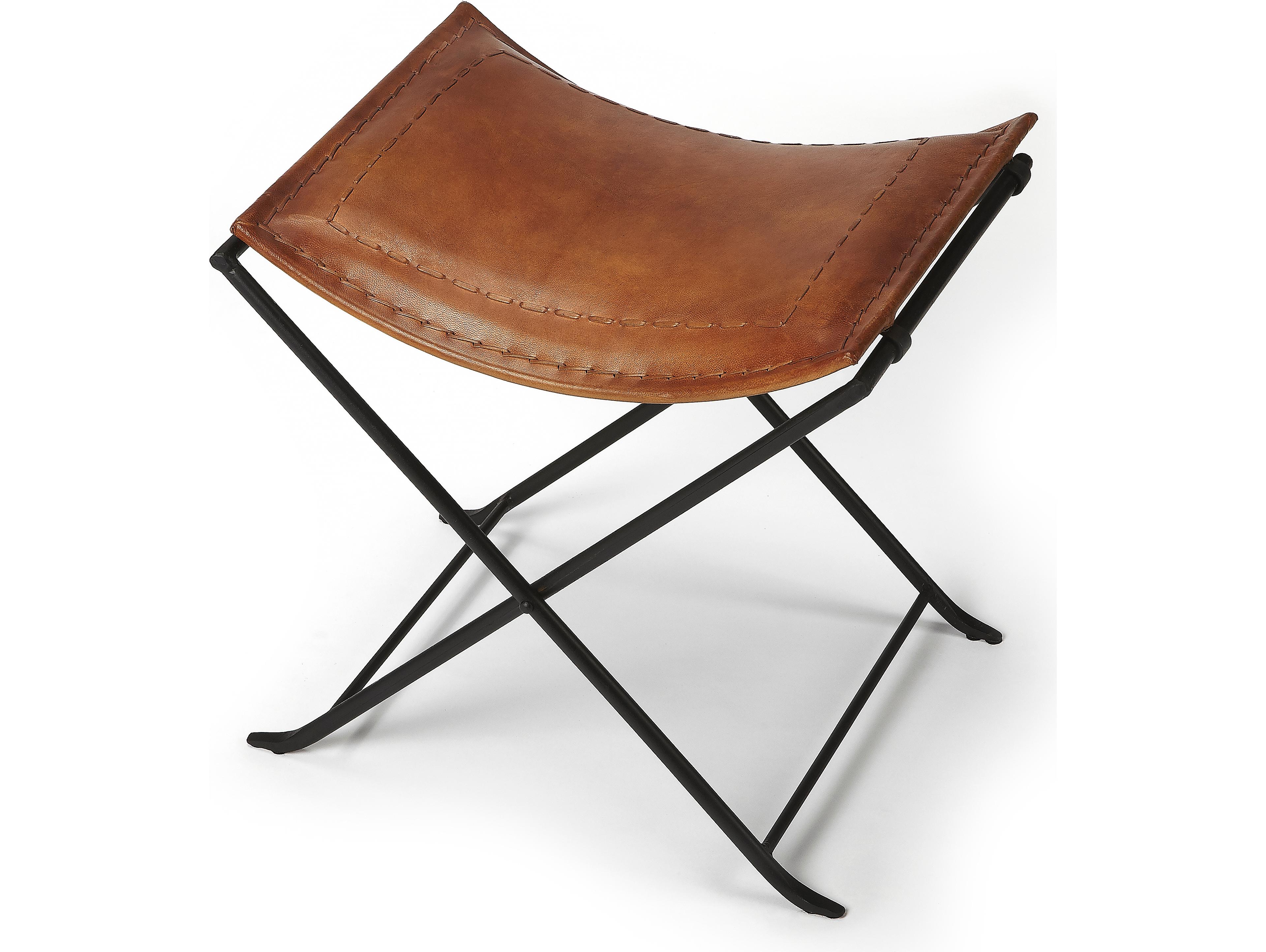 Butler Melton Brown Leather Accent Stool