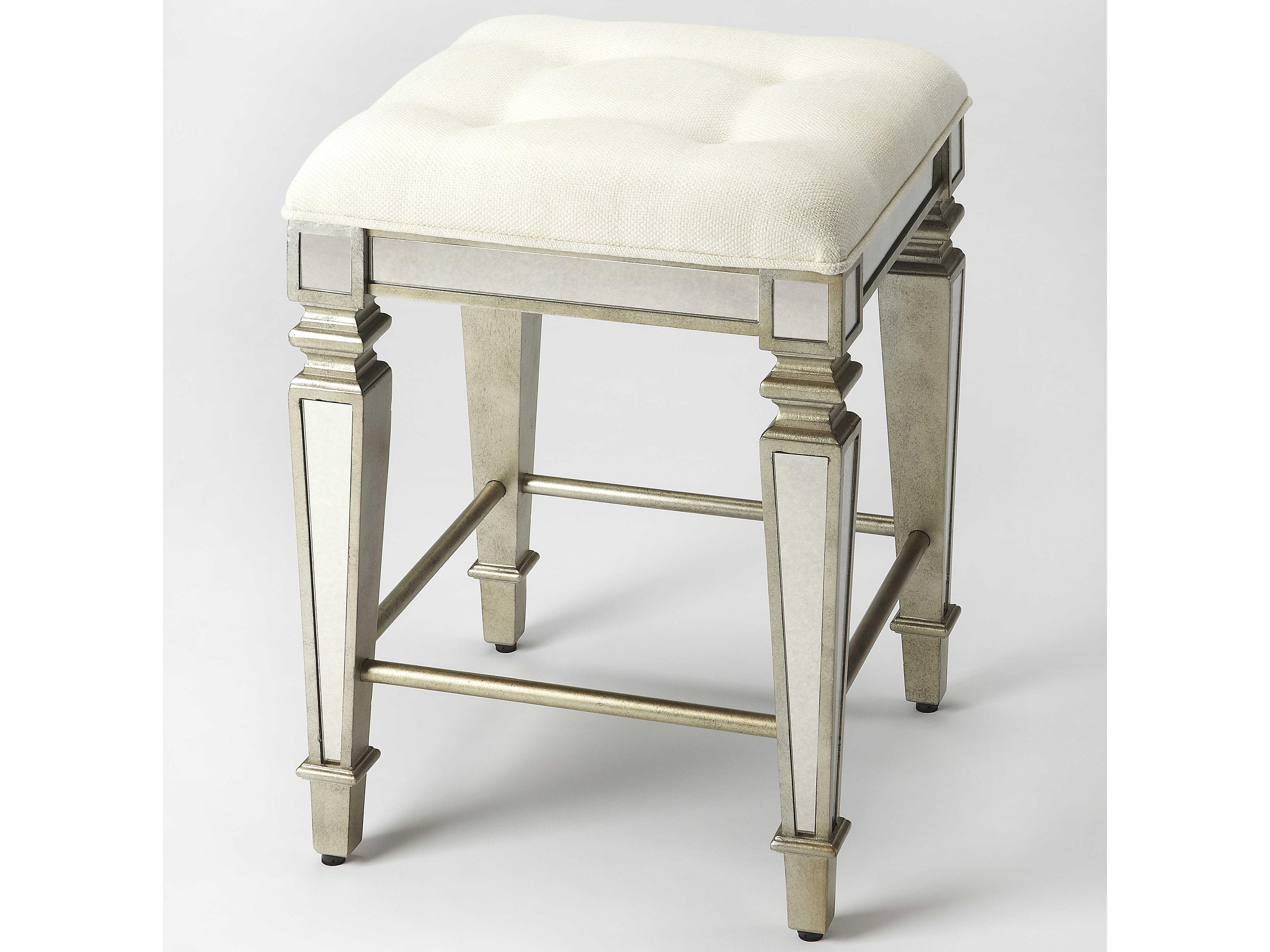 Butler Celeste Mirror Upholstered Poplar Wood Counter Stool