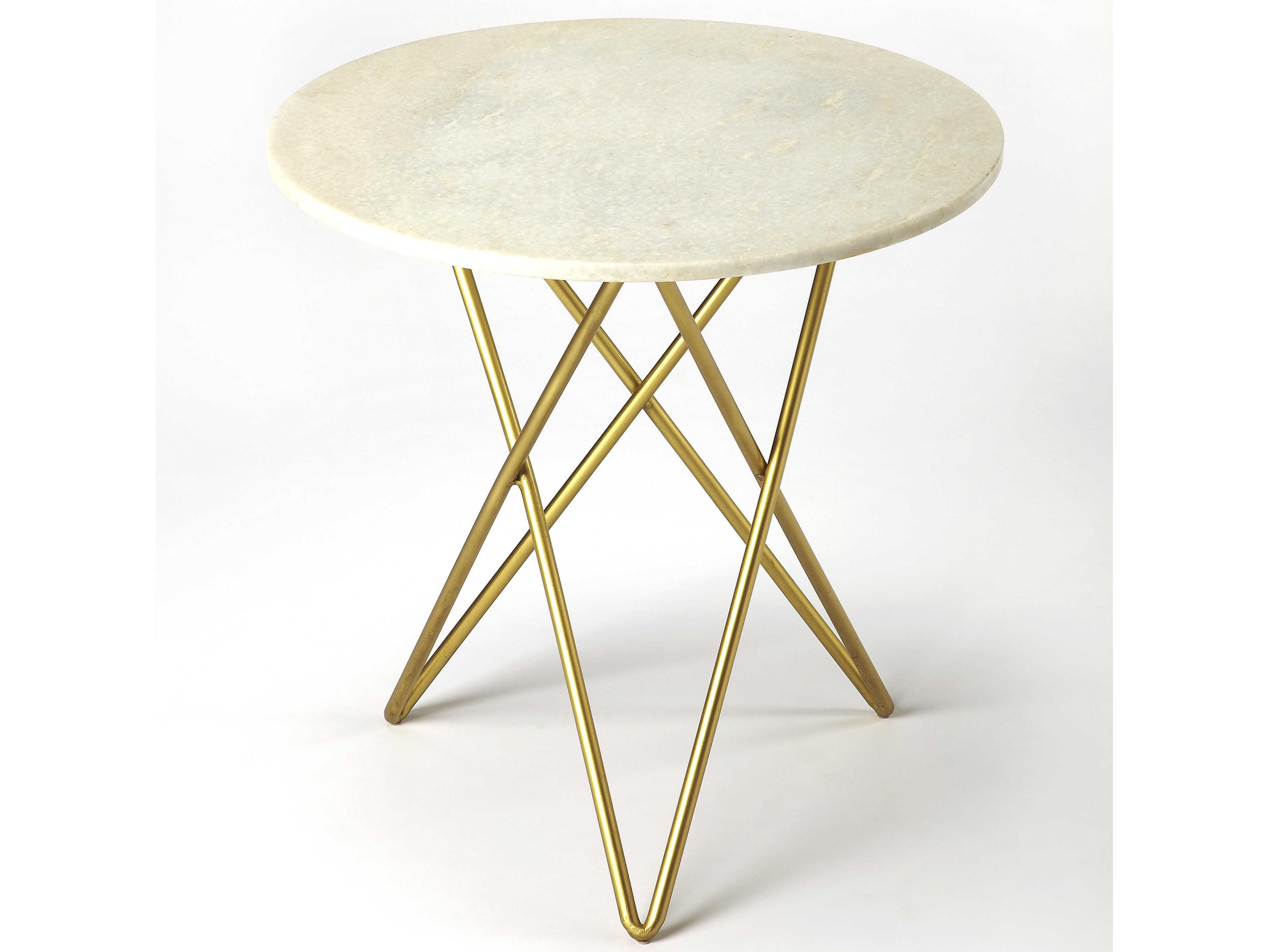 Quantum Round Marble & Metal End Table