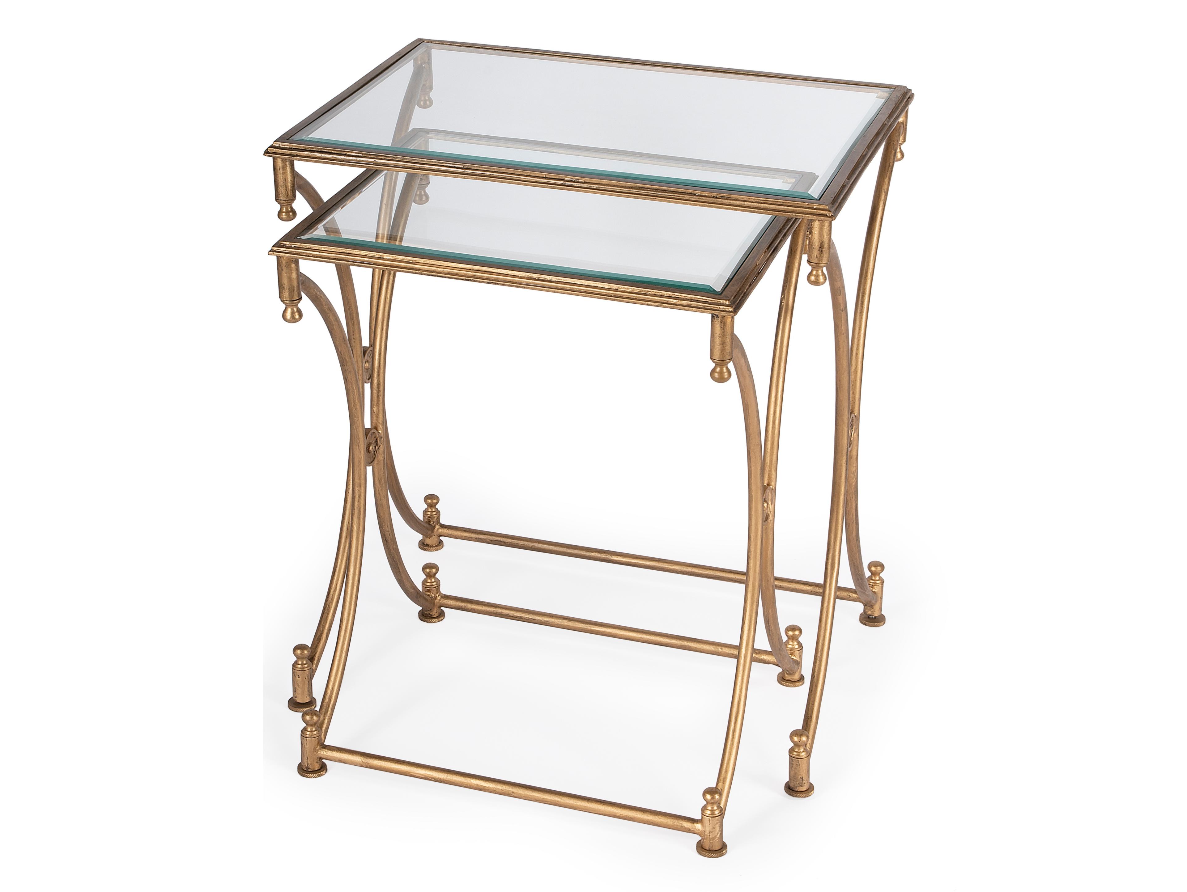 Butler Beverly Rectangular Glass Antique Gold End Table