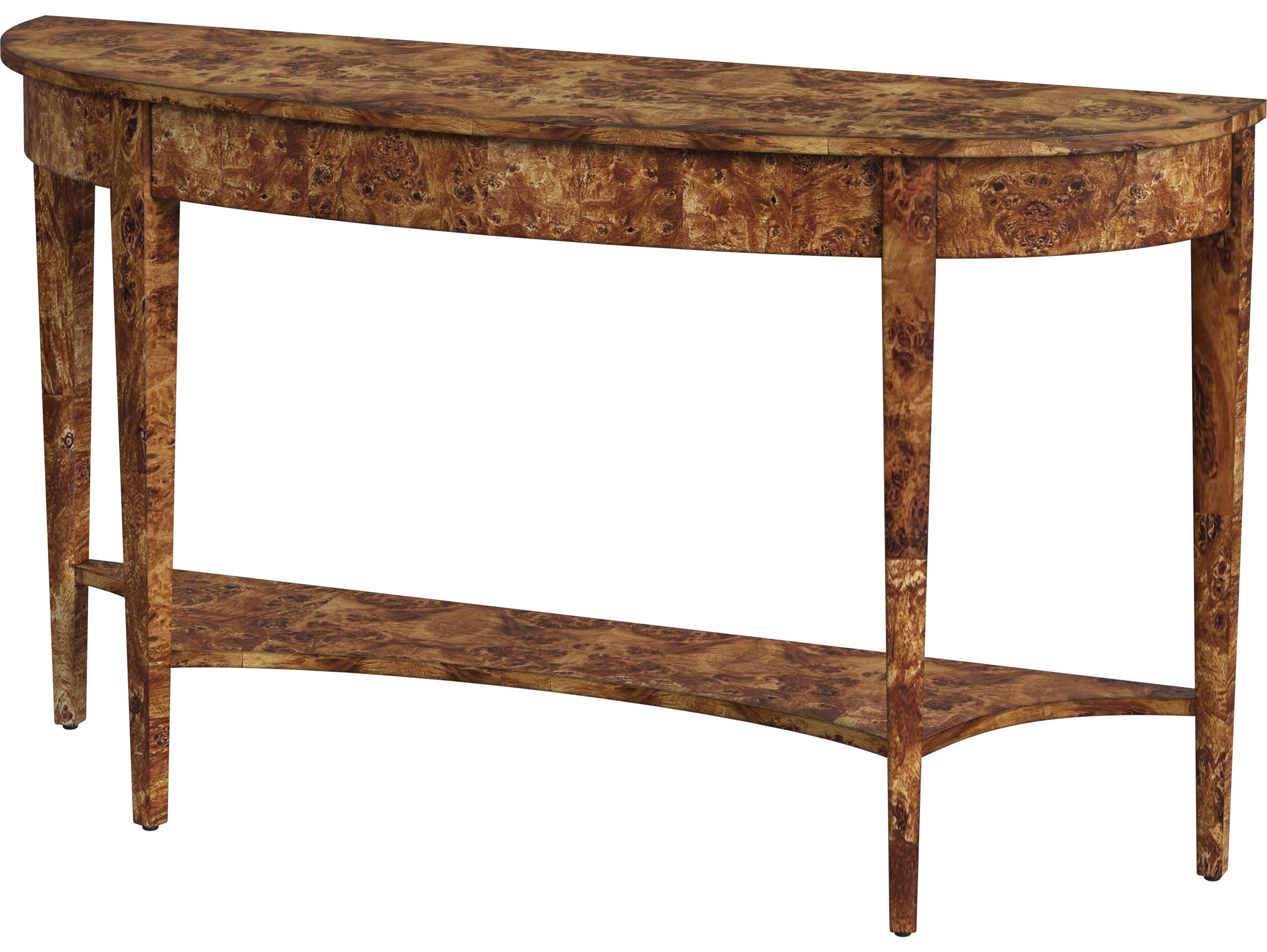 Butler Astor Demilune Wood Traditional Burl Console Table