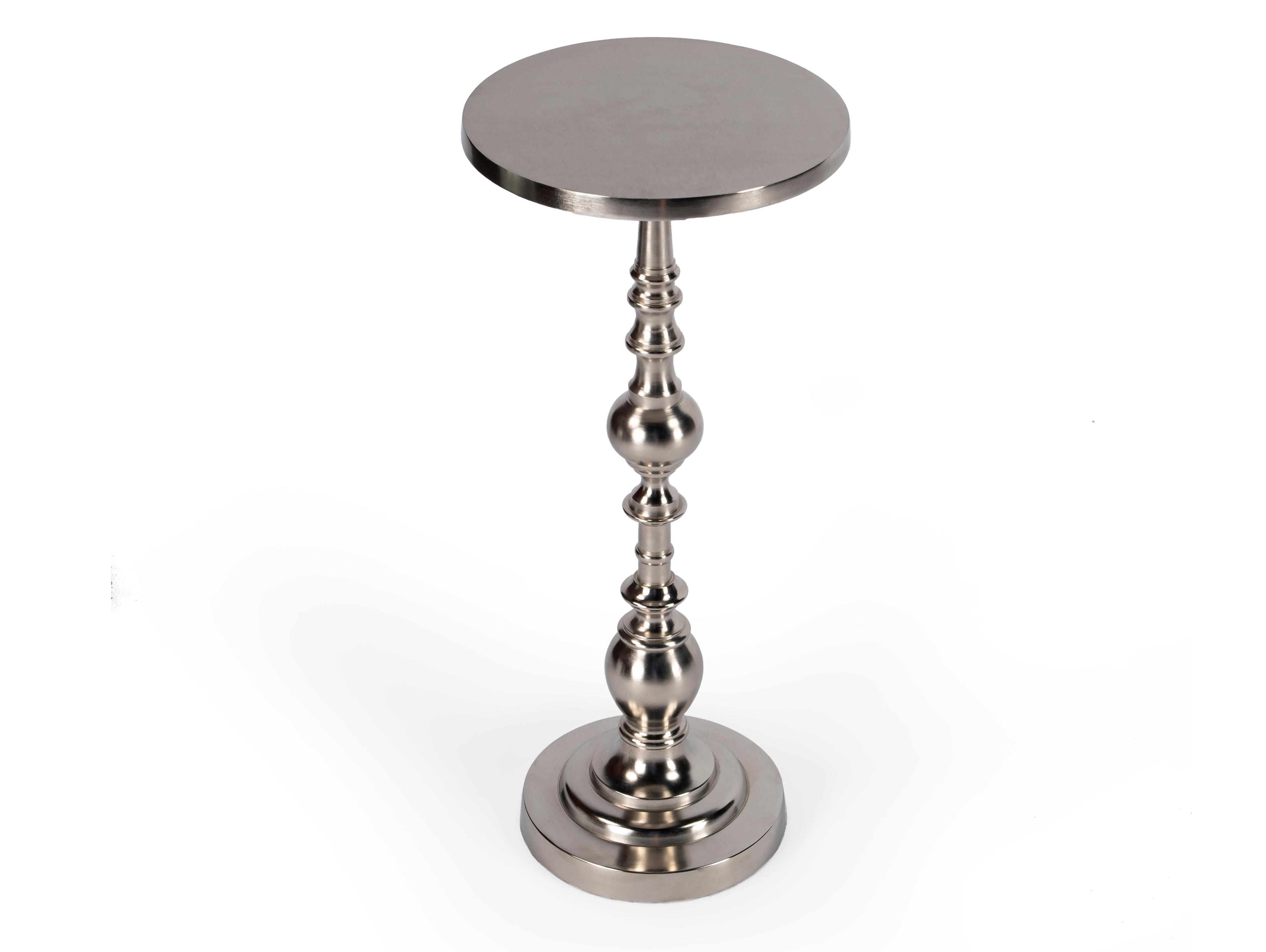 Butler Darien Round Metal Silver End Table