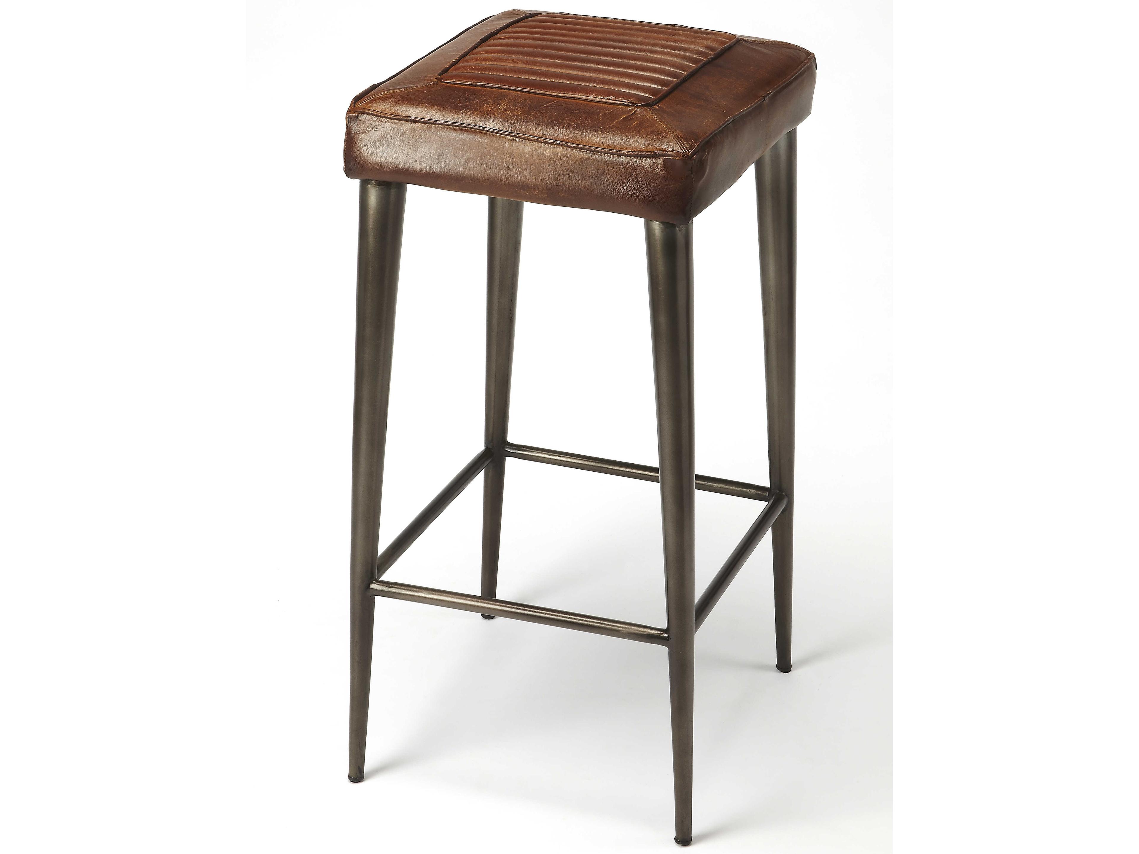 Butler Maxwell Brown Leather Bar Stool