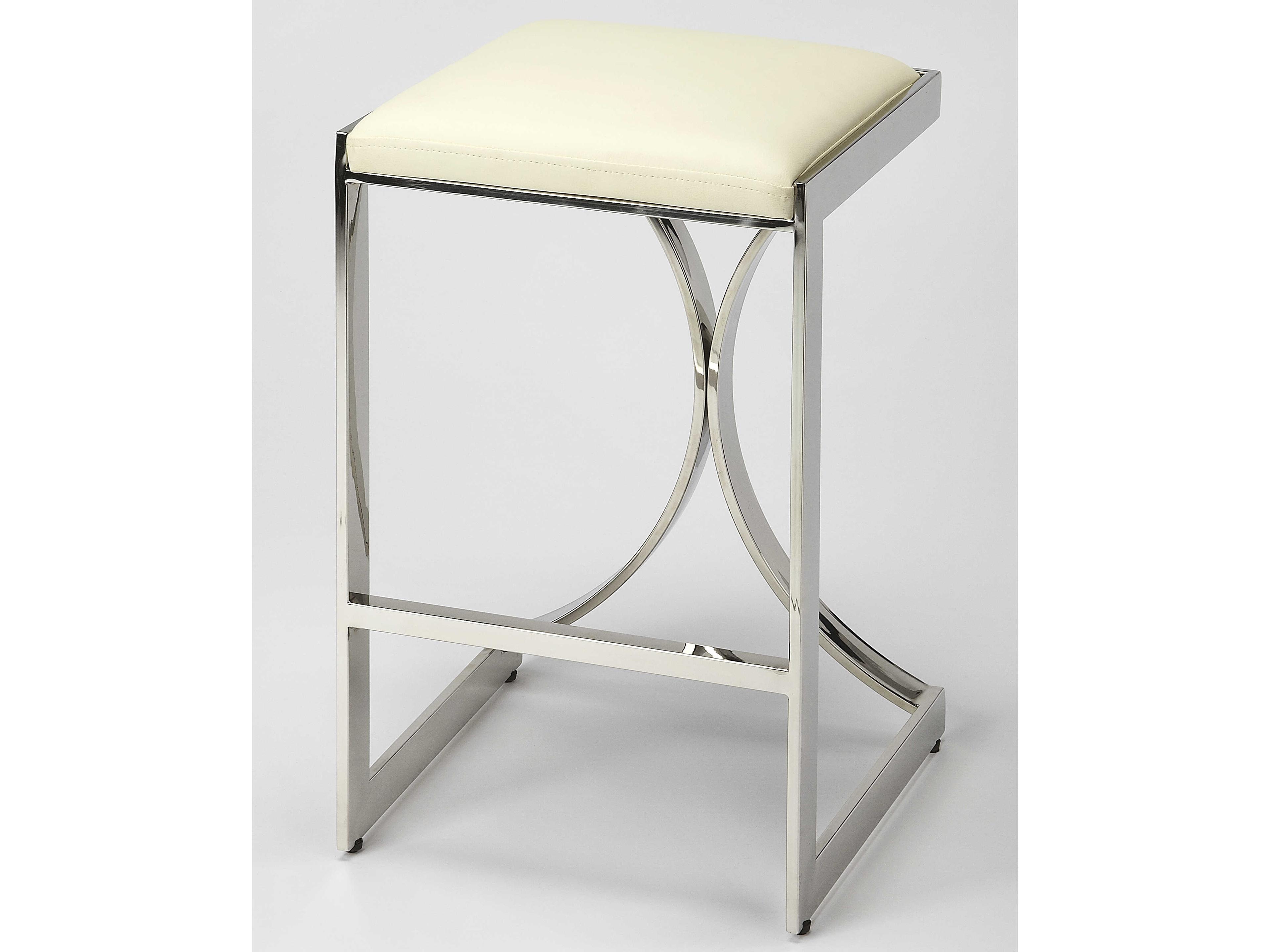 Butler Natalya Nickel Faux Leather Counter Stool