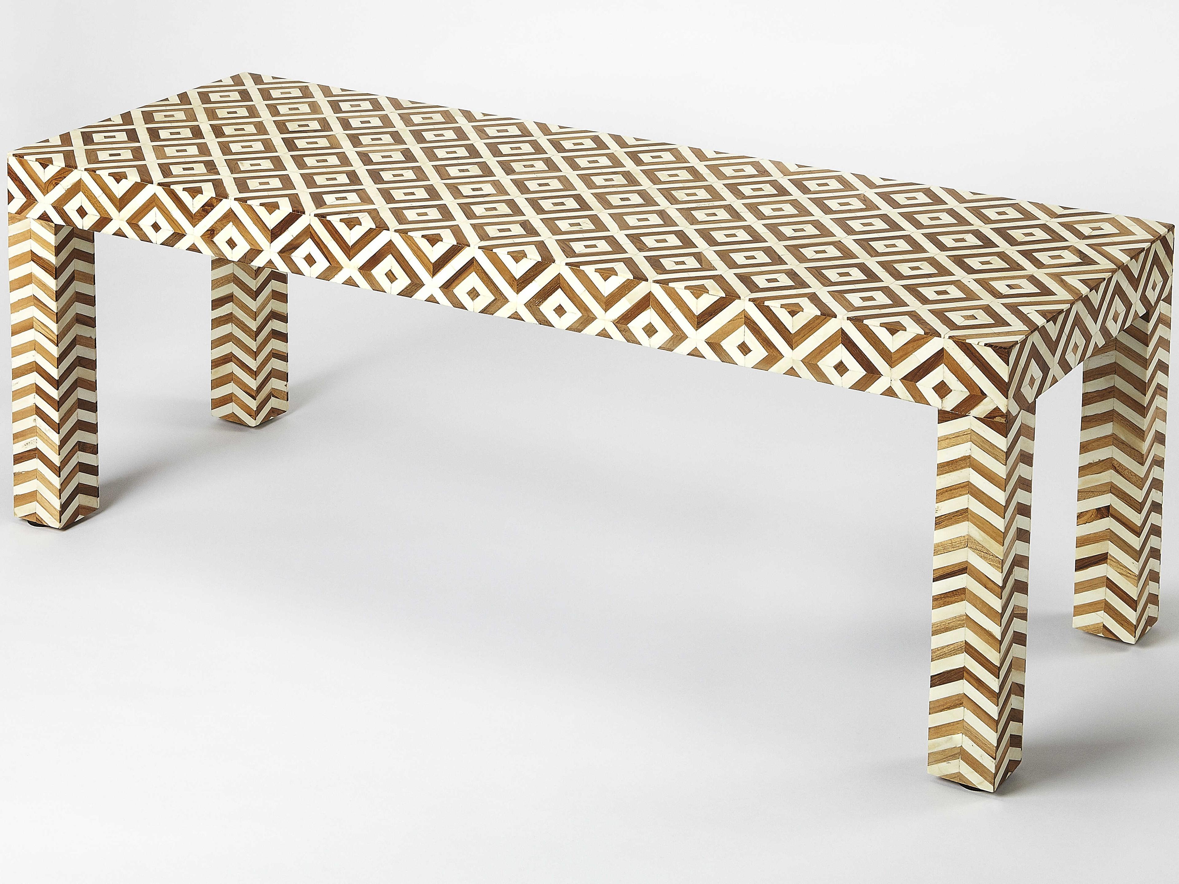 Butler Crispin Wood & Bone Inlay Brown Accent Bench