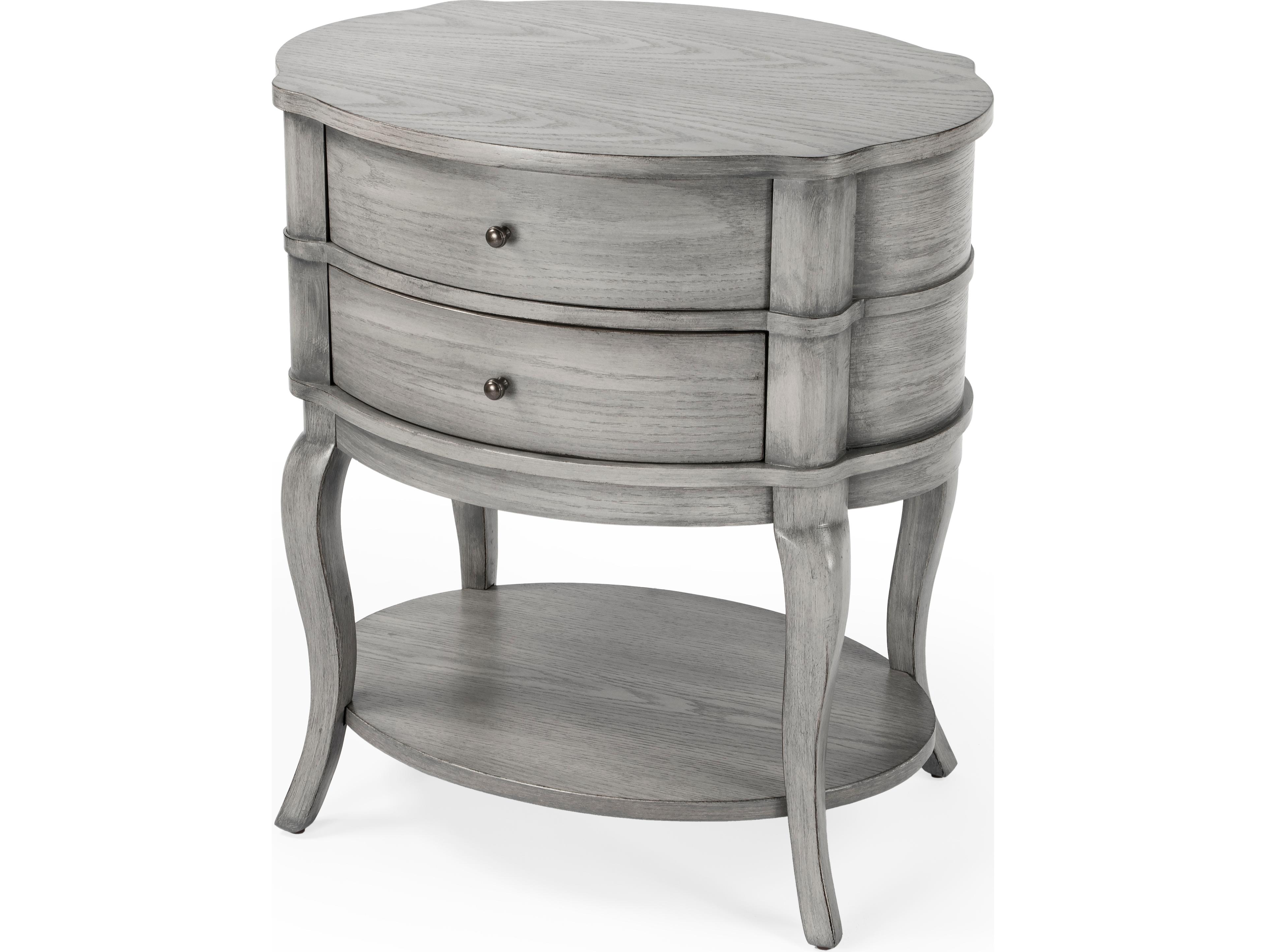 Jarvis Oval Wood Gray End Table