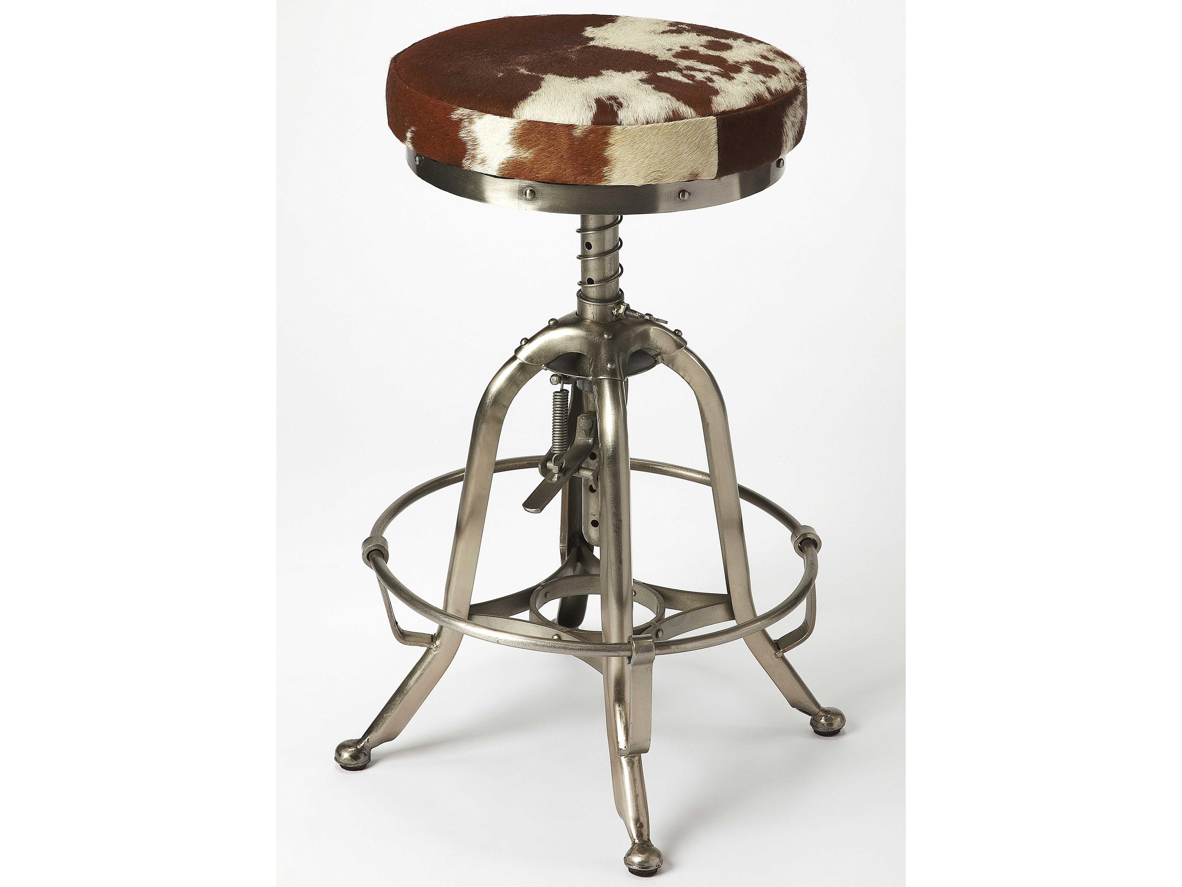 Butler Donovan Brown And White Leather Adjustable Bar Stool