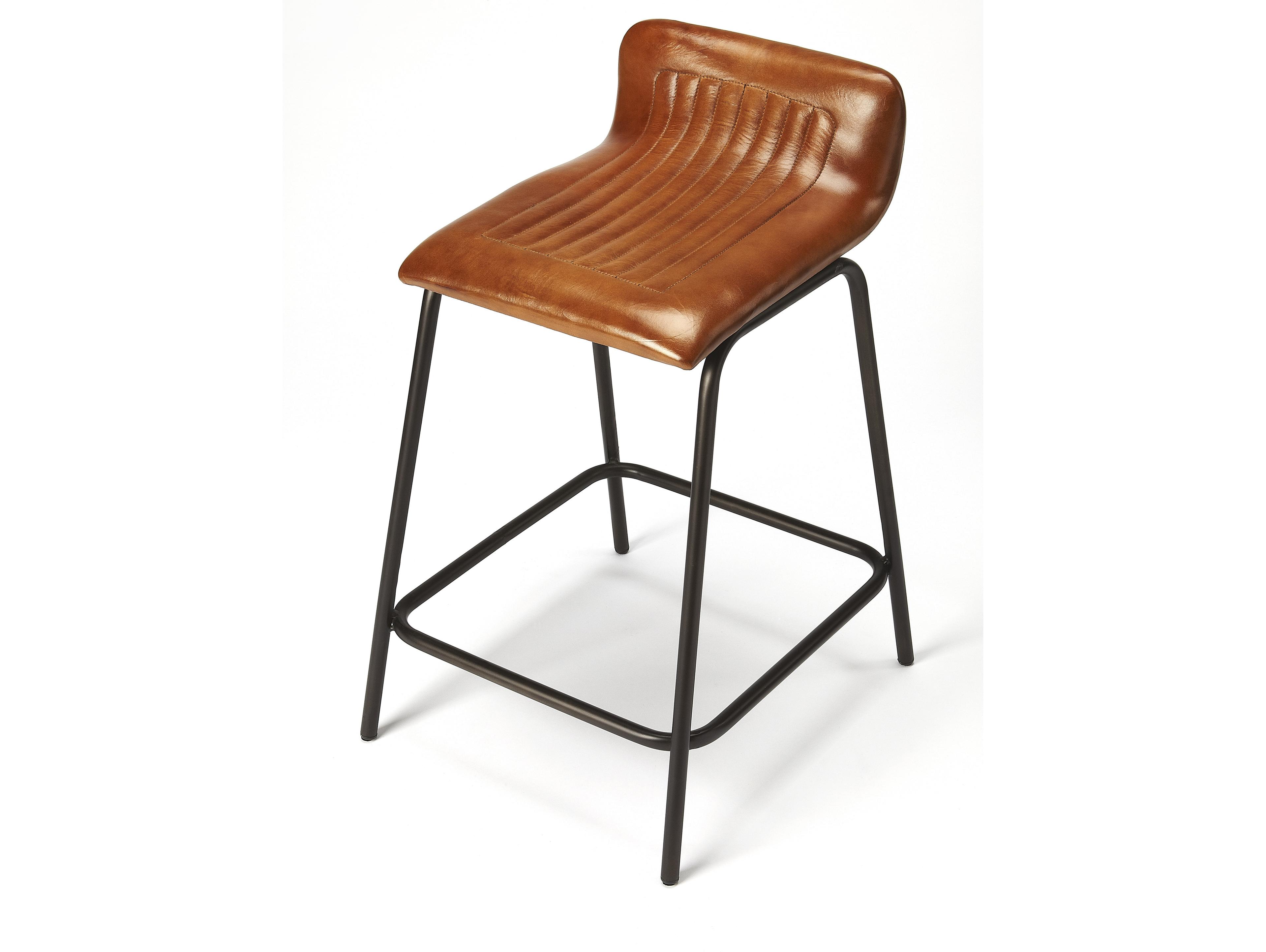 Butler Ludlow Brown Leather Counter Stool