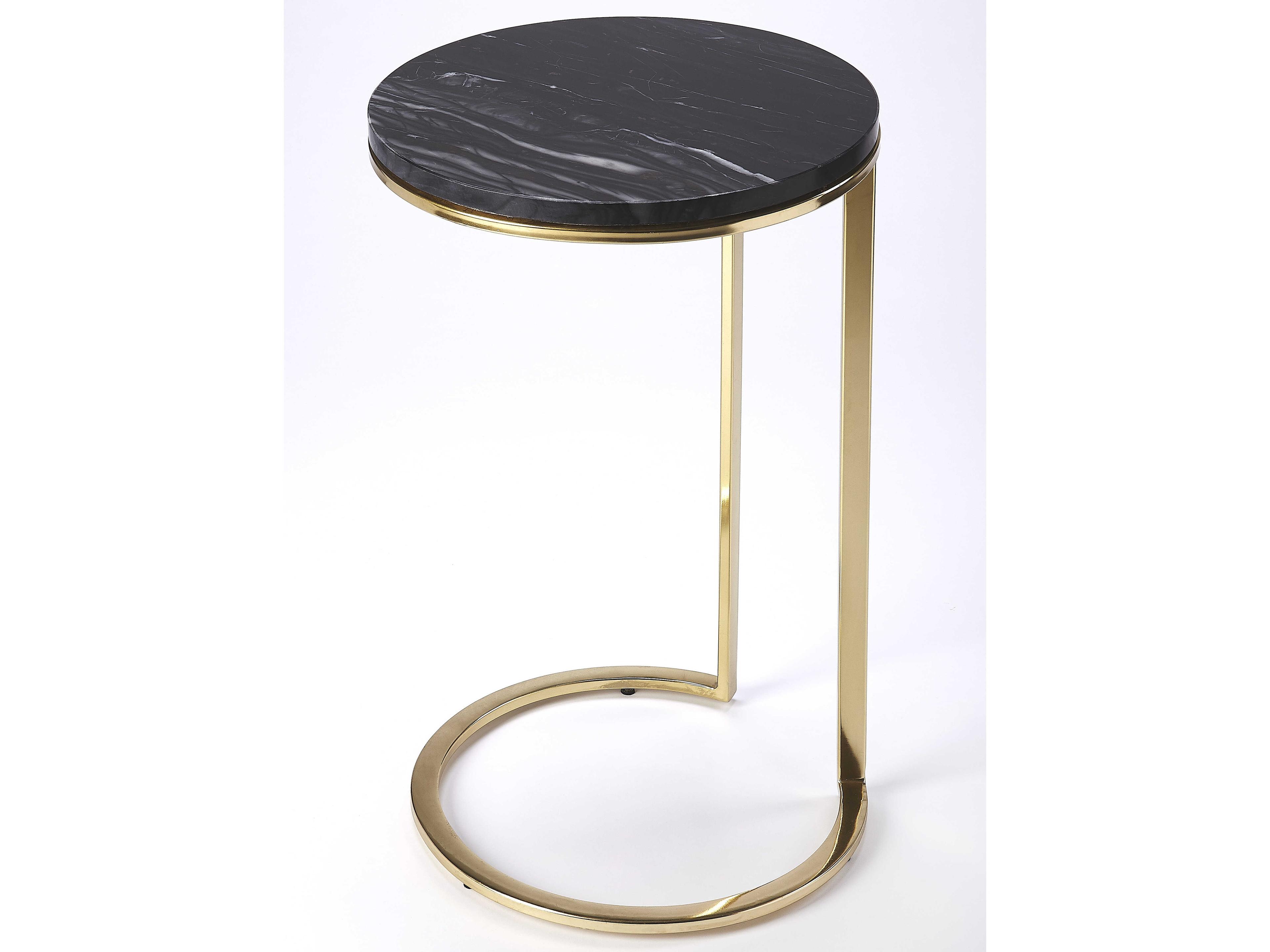 Butler Martel Round Marble Polished Gold End Table