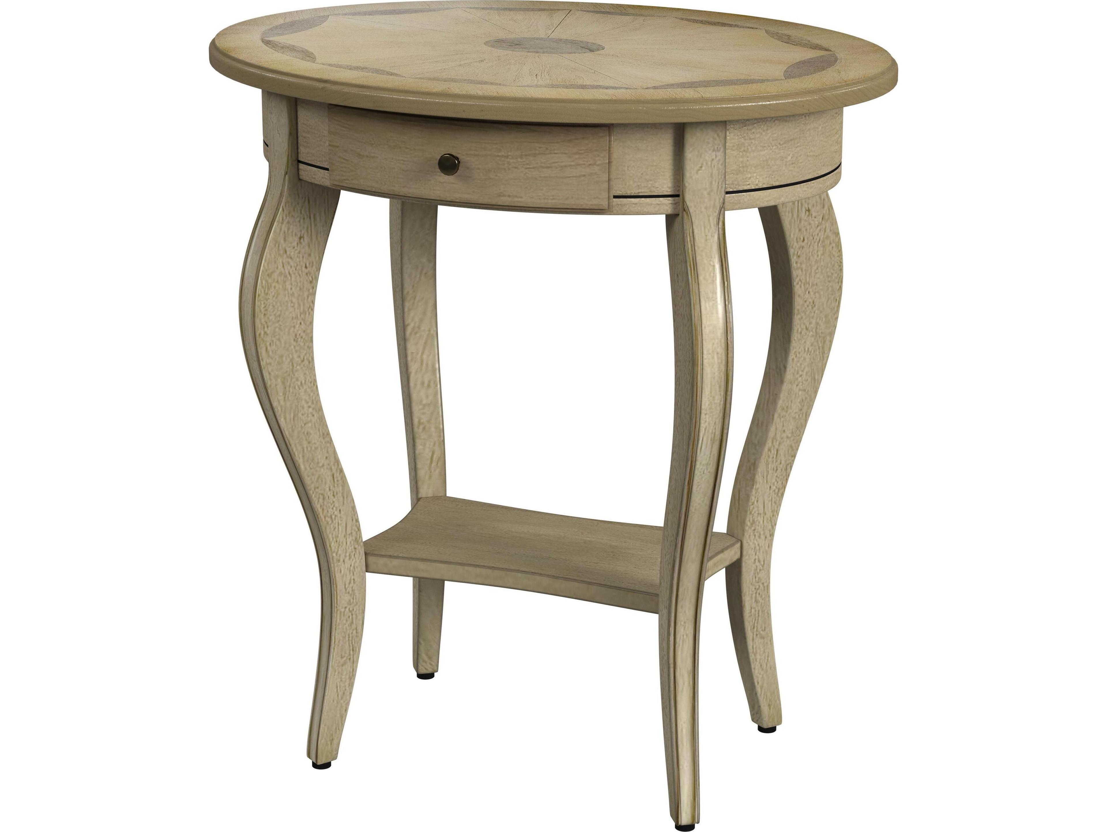 Jeanette Oval Wood Antique Beige End Table