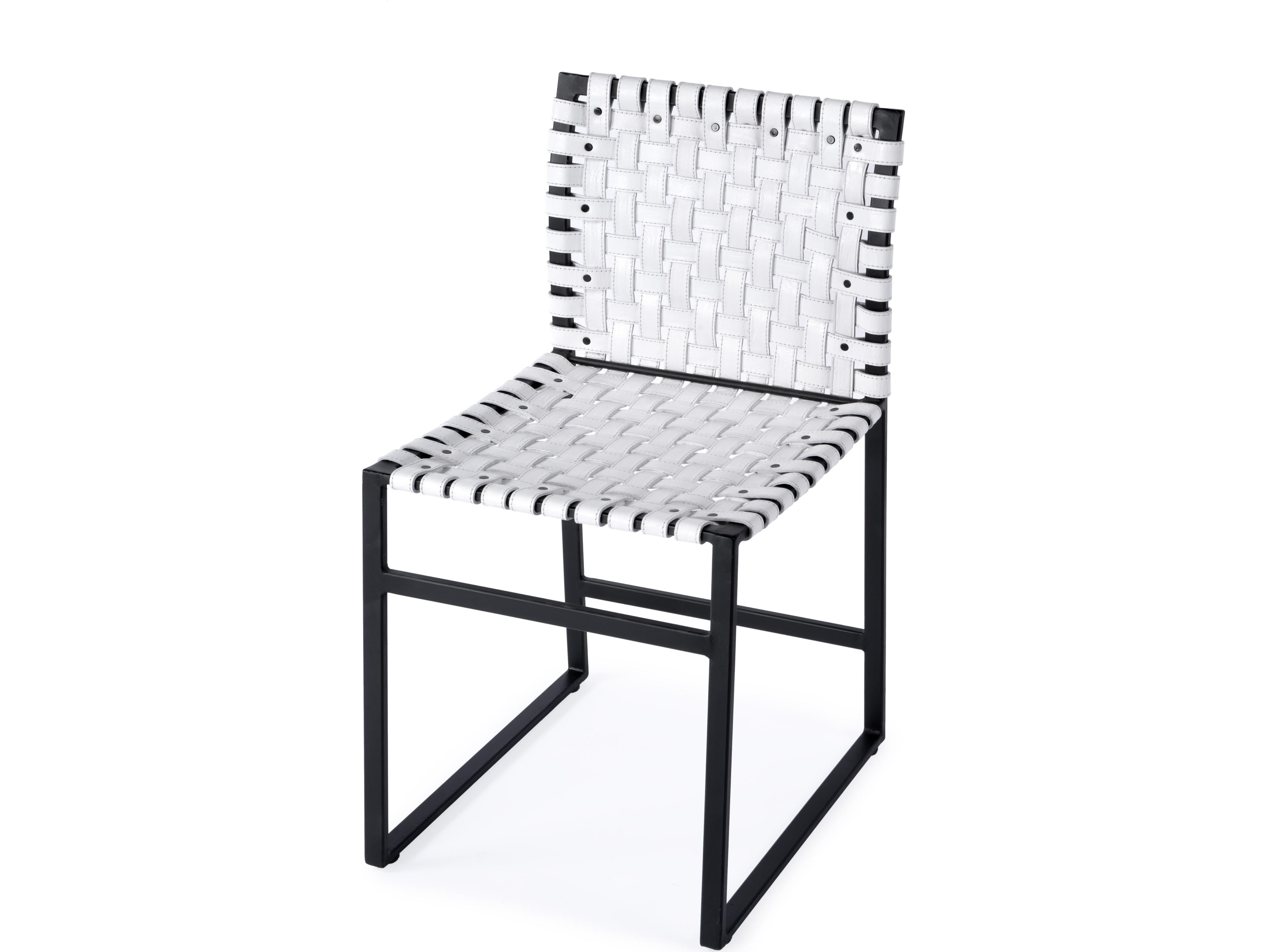 Butler Urban White Leather Armless Dining Chair
