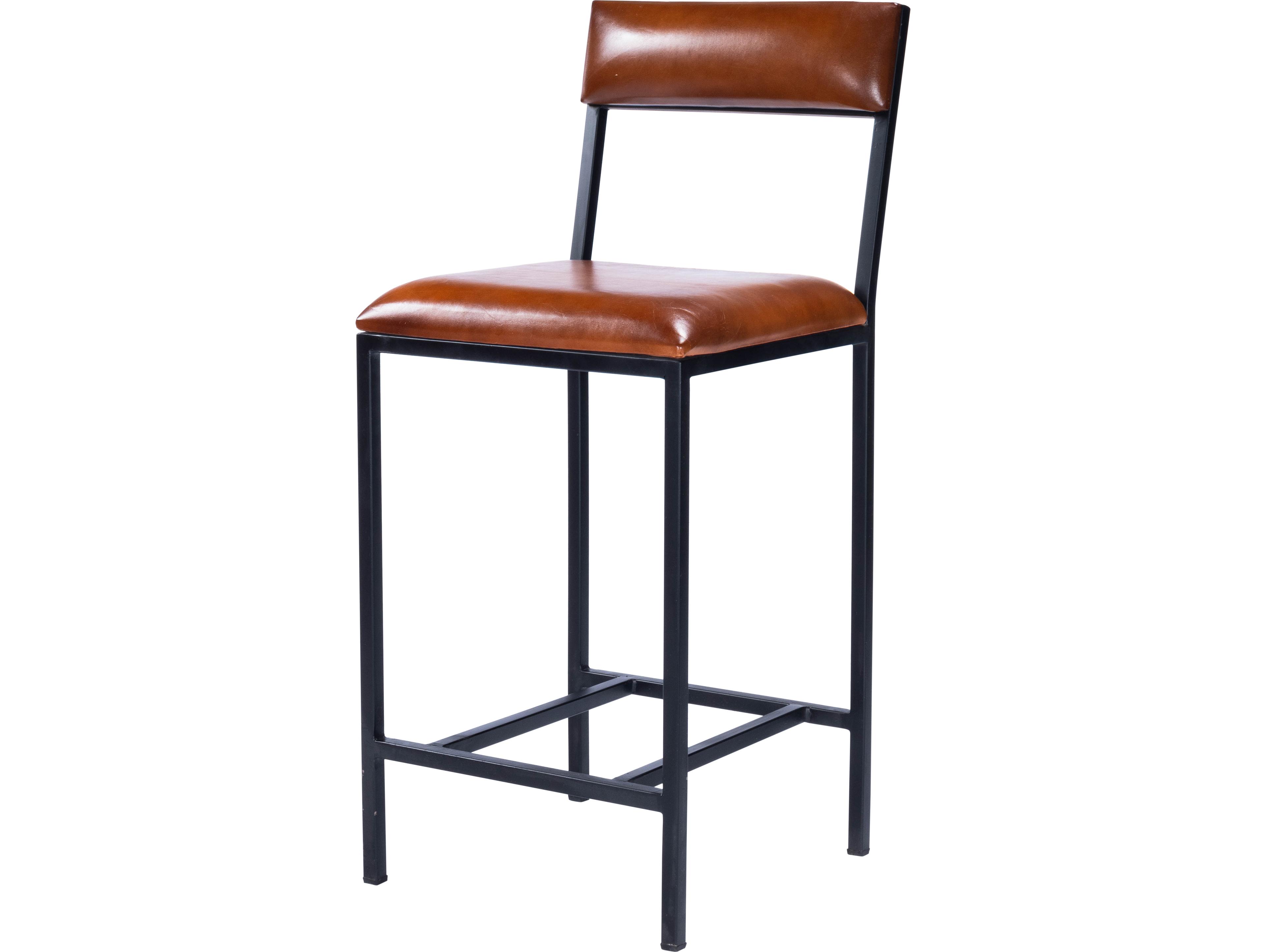 Butler Lazarus Industrial Chic Brown Leather Counter Stool